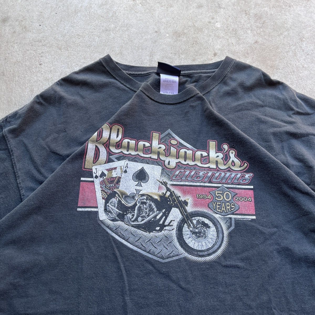 Croft & Barrow × Vintage 2004 Blackjack’s Customs Bikers Black Faded Graphic T Shirt Size US XXL / EU 58 / 5 - 2 Thumbnail