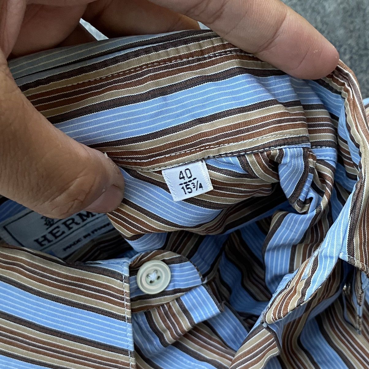 Hermes 90s Vintage Hermes Paris Striped Button Down Striped Shirt Size US M / EU 48-50 / 2 - 9 Thumbnail