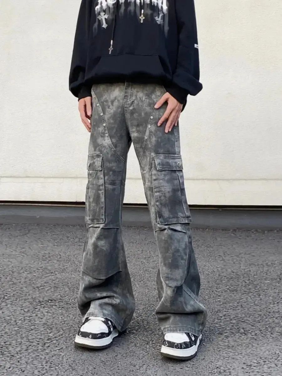 Japanese Brand Retro camouflage pleated micro horn pocket jeans Size US 32 / EU 48 - 5 Thumbnail