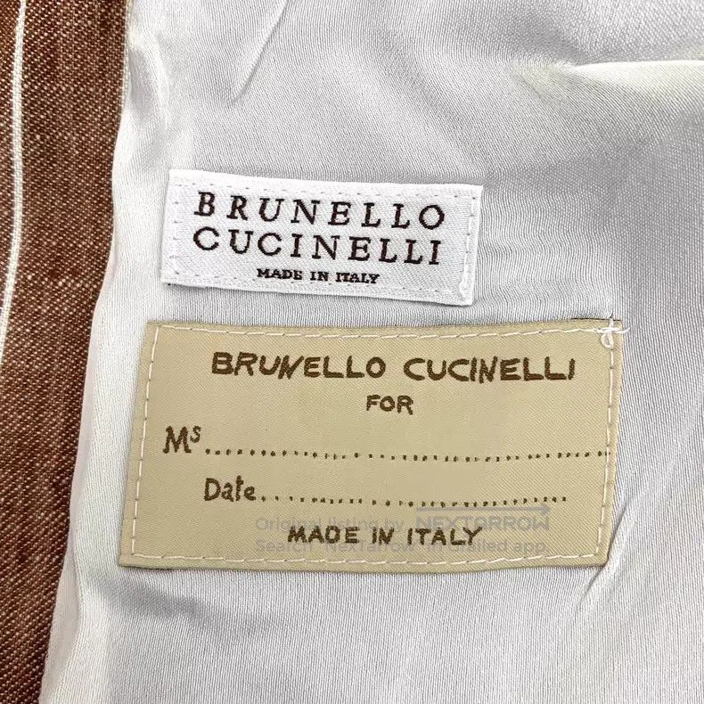 Brunello Cucinelli Brunello Cucinelli Brown vertical striped linen double-bre Size XS / US 0-2 / IT 36-38 - 5 Thumbnail