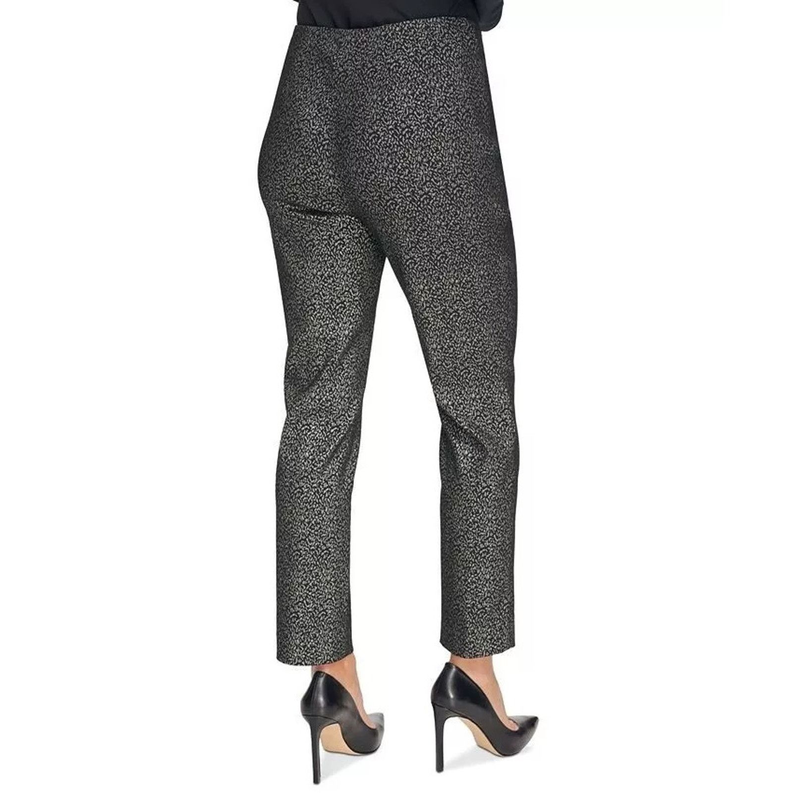 DKNY DKNY Women Black/Silver Animal Skinny Ankle Pants Size US 14 Size 36" / US 14 / IT 50 - 2 Thumbnail