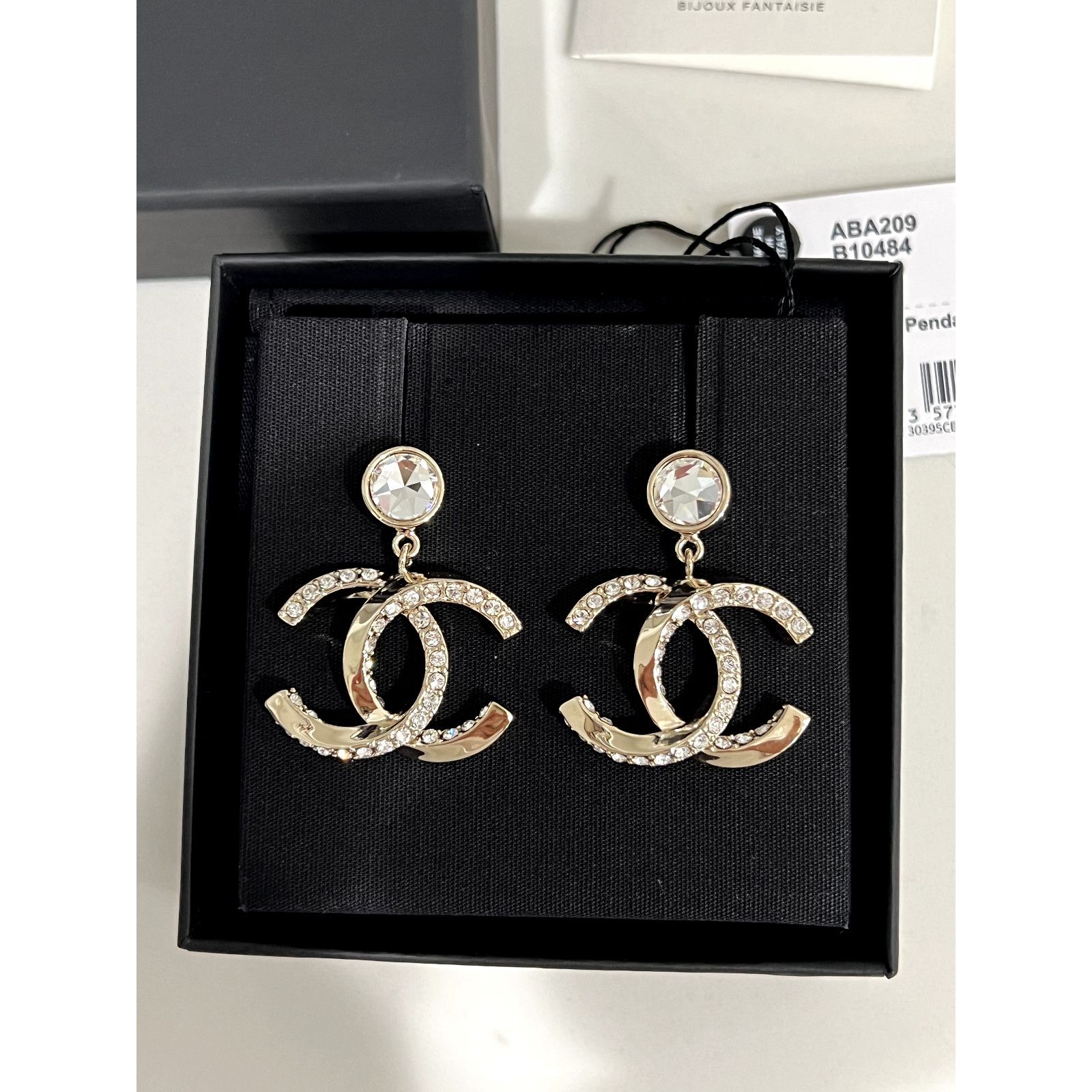 Chanel Chanel Gold Crystal Statement Stud Pendant Drop Earrings Size ONE SIZE - 8 Thumbnail