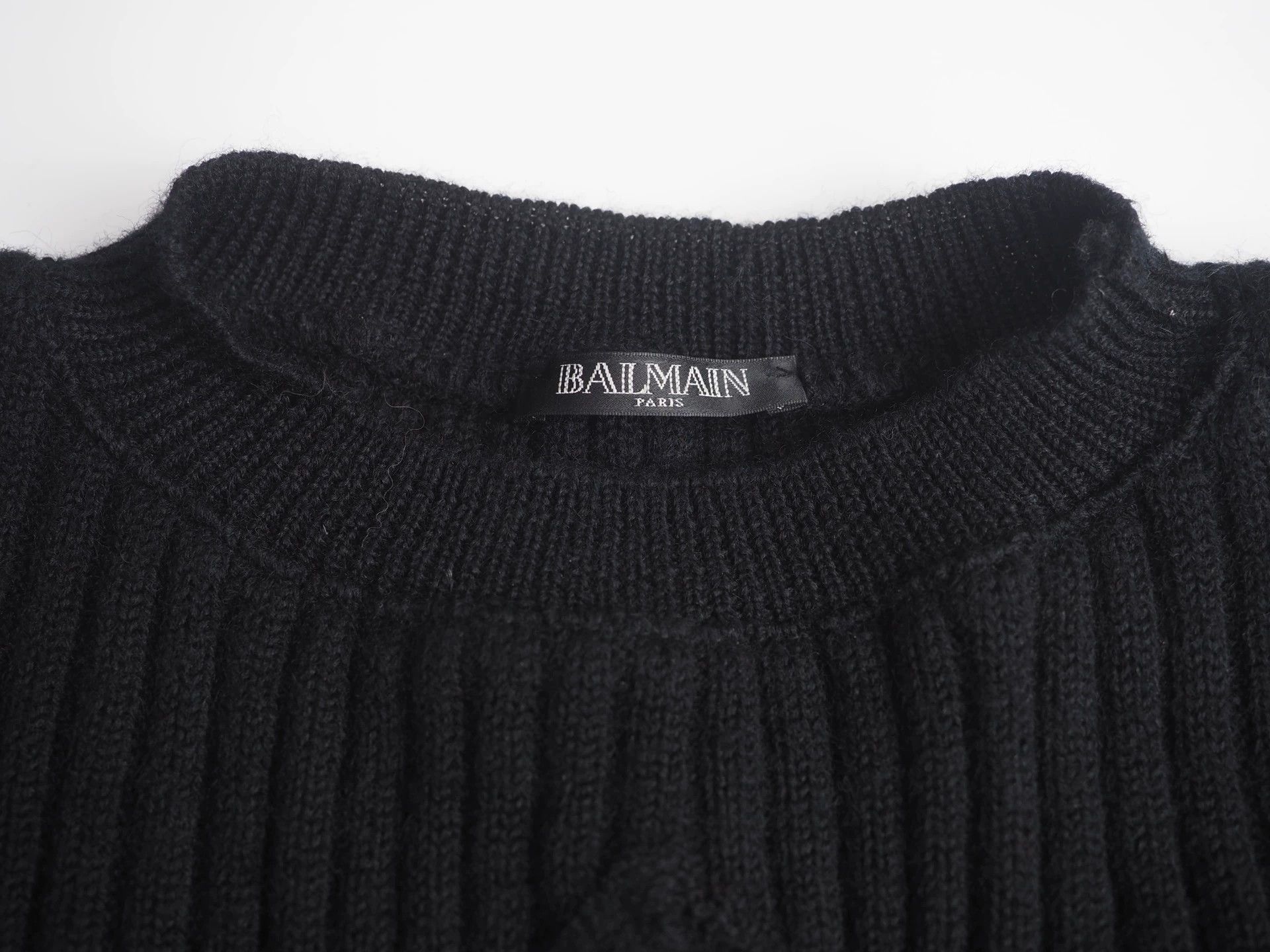 Balmain Balmain Black Distressed Fringe Women's Sweater Size 34 Size XS / US 0-2 / IT 36-38 - 3 Thumbnail