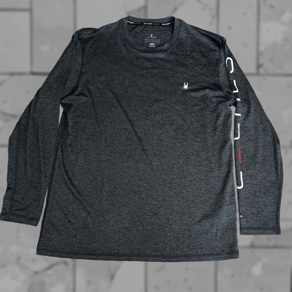 Spyder Spyder Gray Longsleeve Stretchy Athletic Shirt Mens Size M - Casual Activewear Regular Sleeve Long Gray M Mens Size US M / EU 48-50 / 2 - 1 Thumbnail