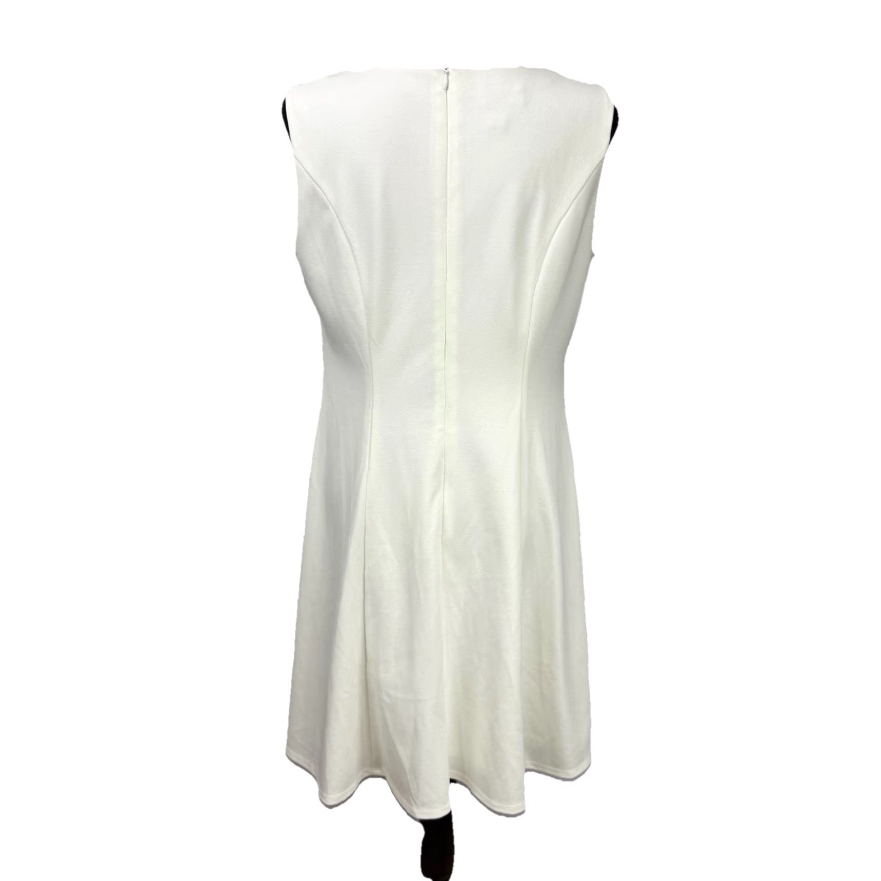 Vintage AGB Dress Sleeveless Fit & Flare White 12P Women Petite Knee Length Dress Mens? No—Women Size XL / US 12-14 / IT 48-50 - 2 Thumbnail