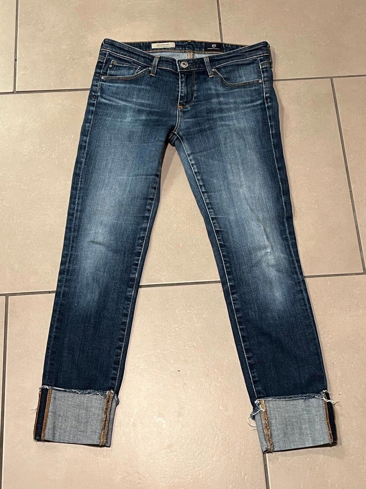 Designer AG Adriano Goldschmied Stevie Cuff Slim Straight Jeans 27 Size 27" / US 4 / IT 40 - 1 Thumbnail