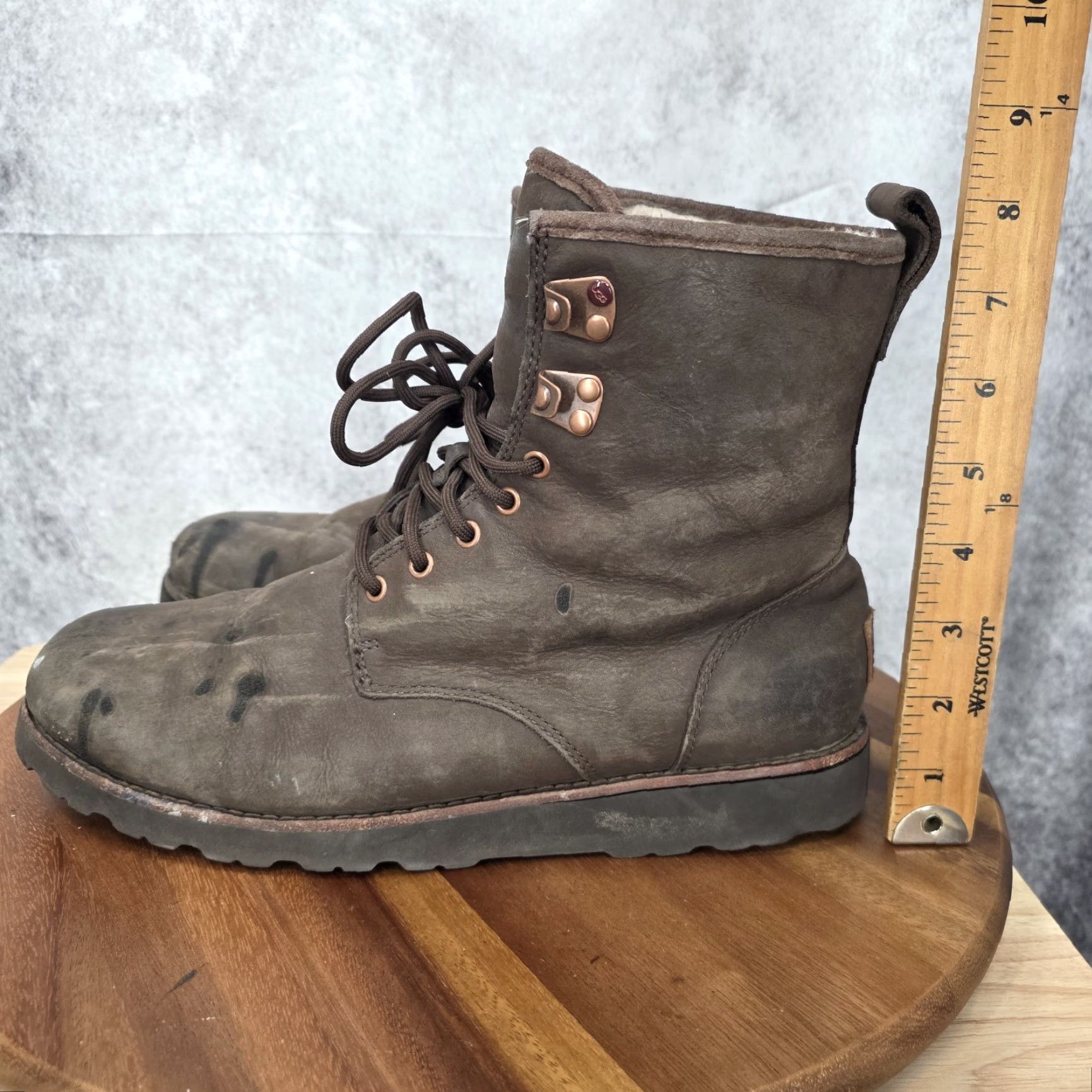 Ugg VINTAGE UGG Snow Boots Mens 10 Hannen Brown Leather Waterproof Shearling Lined Outdoor Size US 10 / EU 43 - 7 Thumbnail