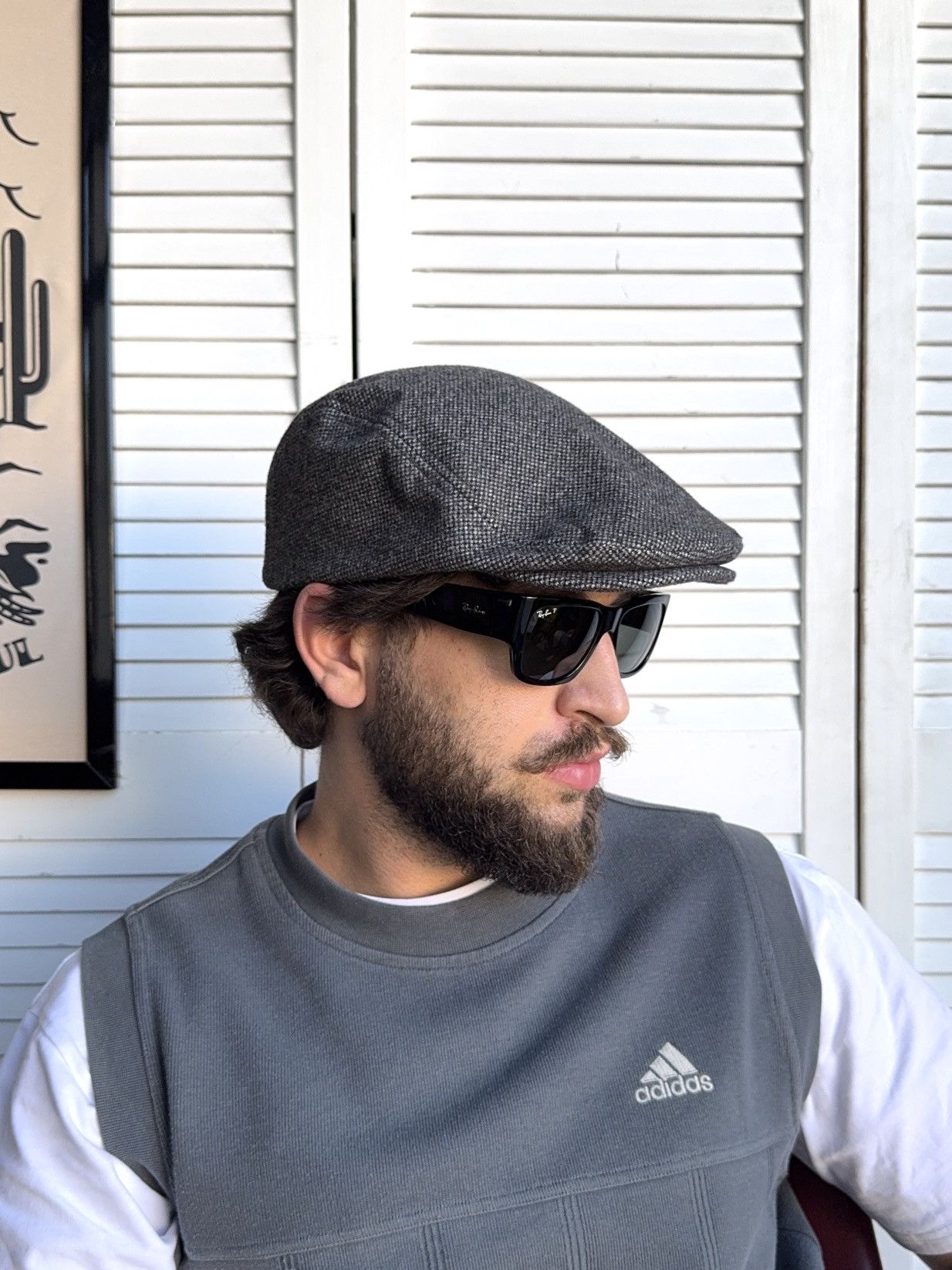C&A Vintage C&A Wool Blend Ivy Cap Flat Cap Gray Herringbone Size ONE SIZE - 1 Thumbnail