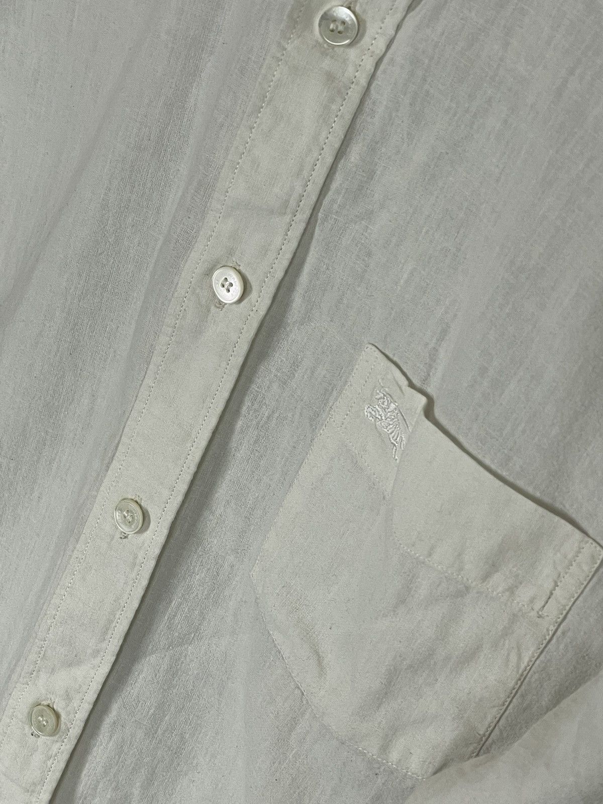 Burberry × Vintage Burberry Brit Avant Garde White Button Up Short sleeve Shirt Size US M / EU 48-50 / 2 - 8 Thumbnail