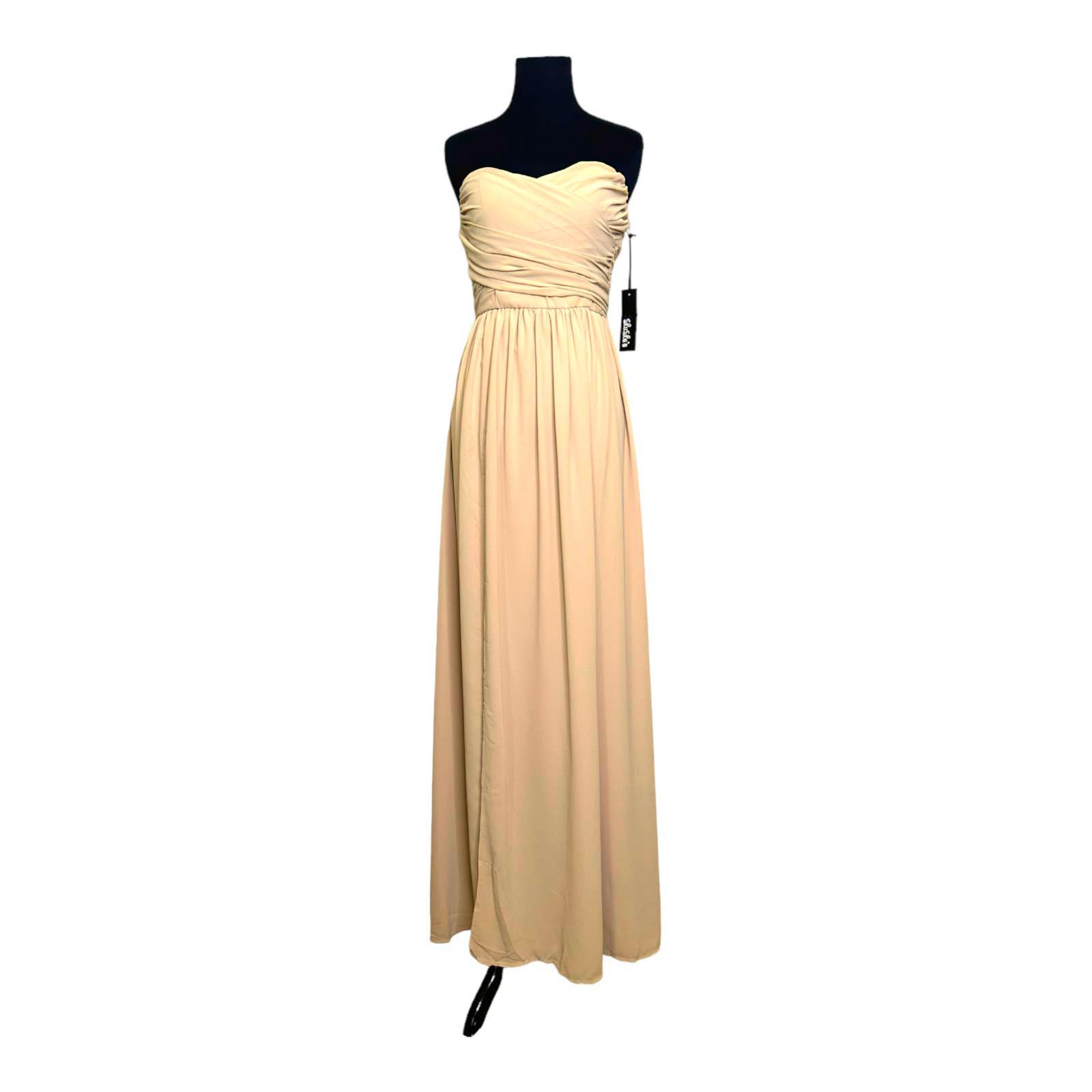 Lululemon Lulu's Moonlight Serenade Beige Strapless Maxi Dress size L
