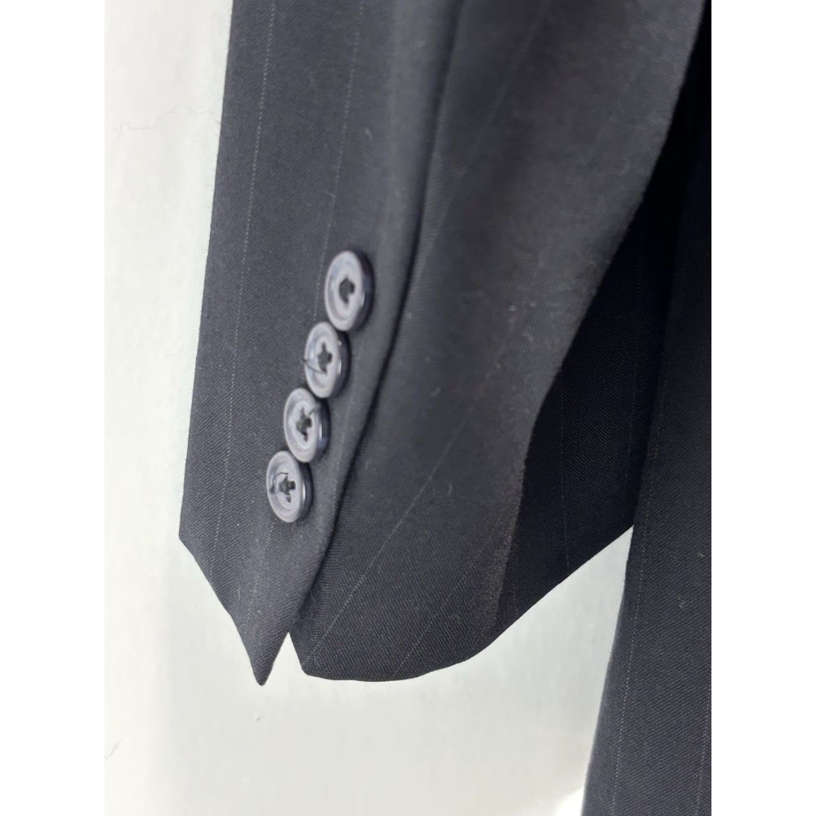 Jos. A. Bank VINTAGE Jos A Bank 2 Pc Navy Pinstripe Suit Men’s Jacket 44L Pants 35x31 Wool Cuffed Size 44R - 5 Thumbnail