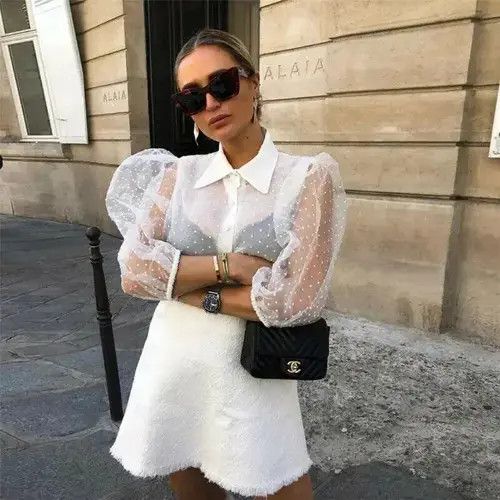 Japanese Brand Hot Women Mesh Sheer Blouse See-through Size ONE SIZE - 7 Thumbnail