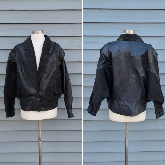 Vintage Vintage 90s y2k Black Suede/Leather Moto Motorcycle Biker Gr Size M / US 6-8 / IT 42-44 - 1 Thumbnail