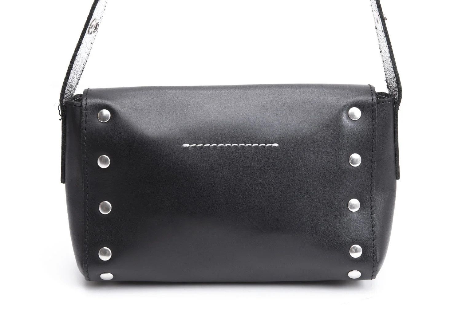 Maison Margiela Foil Leather Shoulder Bag in Black and Silver Size ONE SIZE - 7 Thumbnail