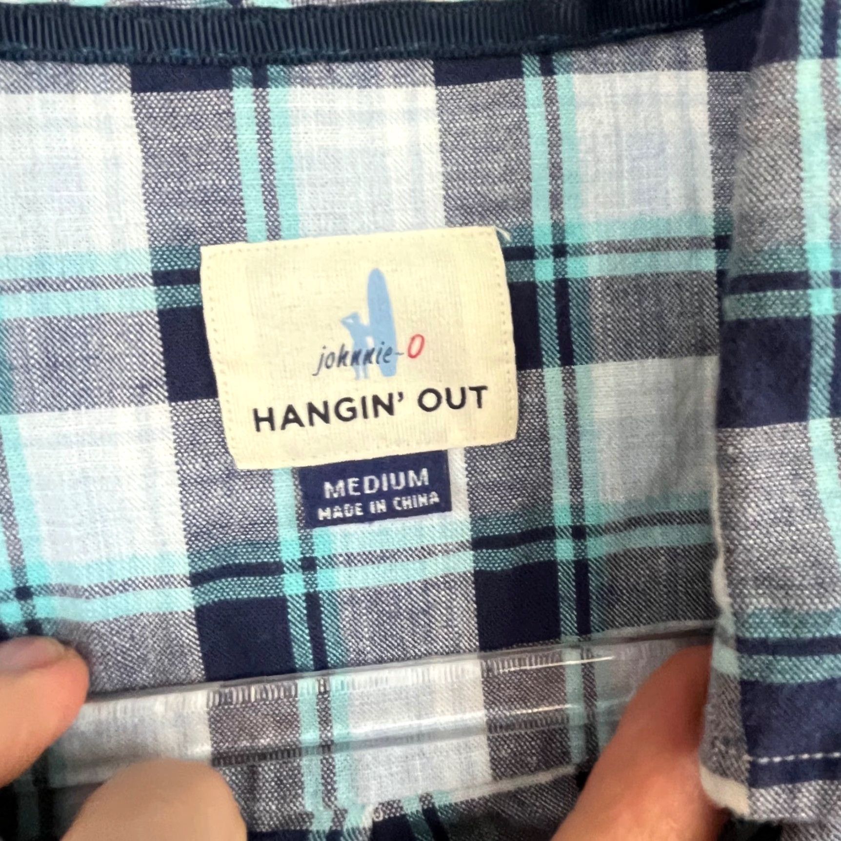 johnnie-O johnnie-O Shirt Plaid Blue White Green Long Sleeve Adult M Regular Cotton Button Shirt Mens Size US M / EU 48-50 / 2 - 4 Thumbnail