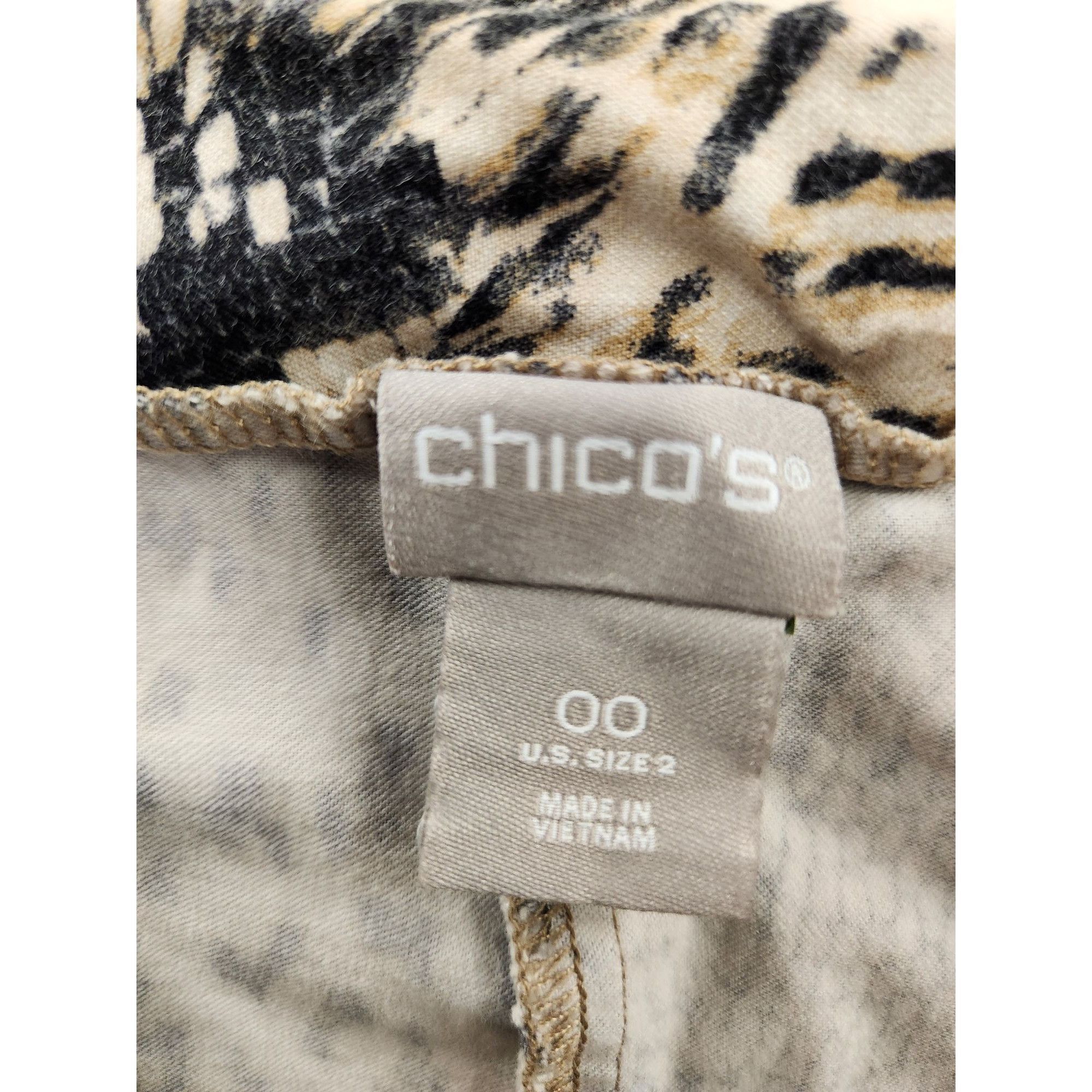 Chicos Chicos Womens Leopard Print Slim Pants Size 00 US 2 Rayon Bl Size 24" / US 00 / IT 34 - 2 Thumbnail