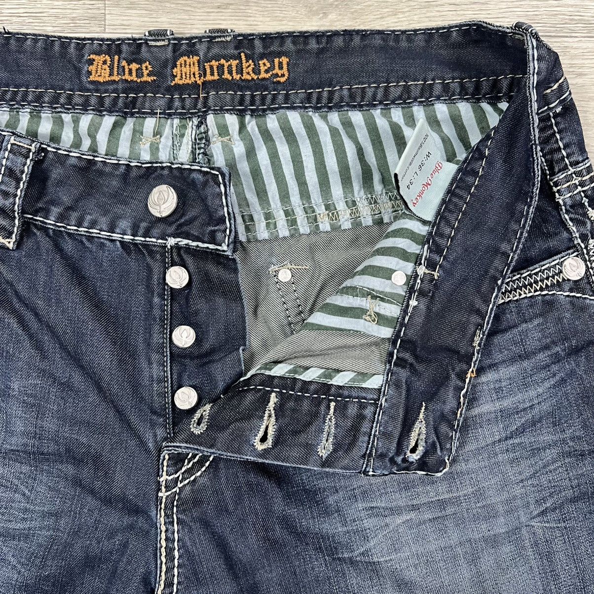 Other Blue Monkey Straight Leg Jeans Blue Denim Fleur De Lis Sz 36 Size US 36 / EU 52 - 7 Thumbnail
