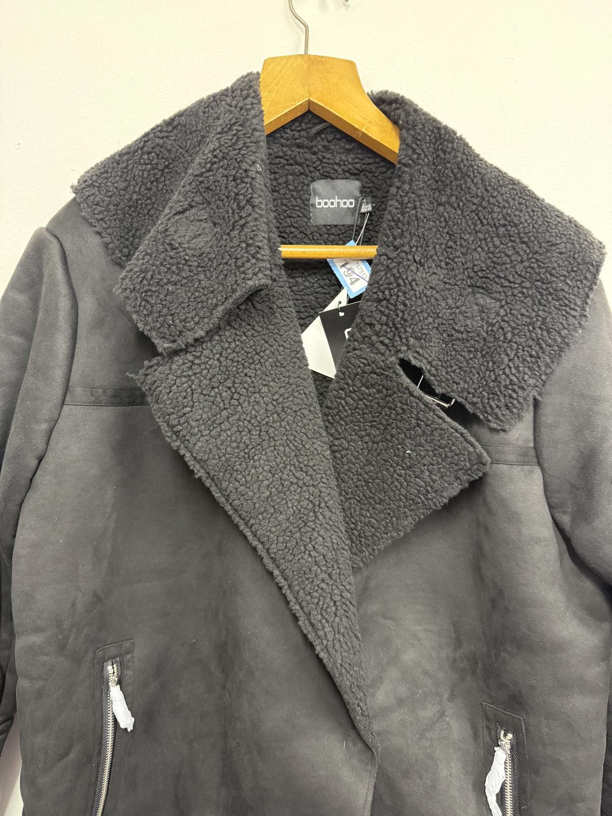 Boohoo Boohoo Women's Black Faux Shearling Long Coat Size L / US 10 / IT 46 - 3 Thumbnail