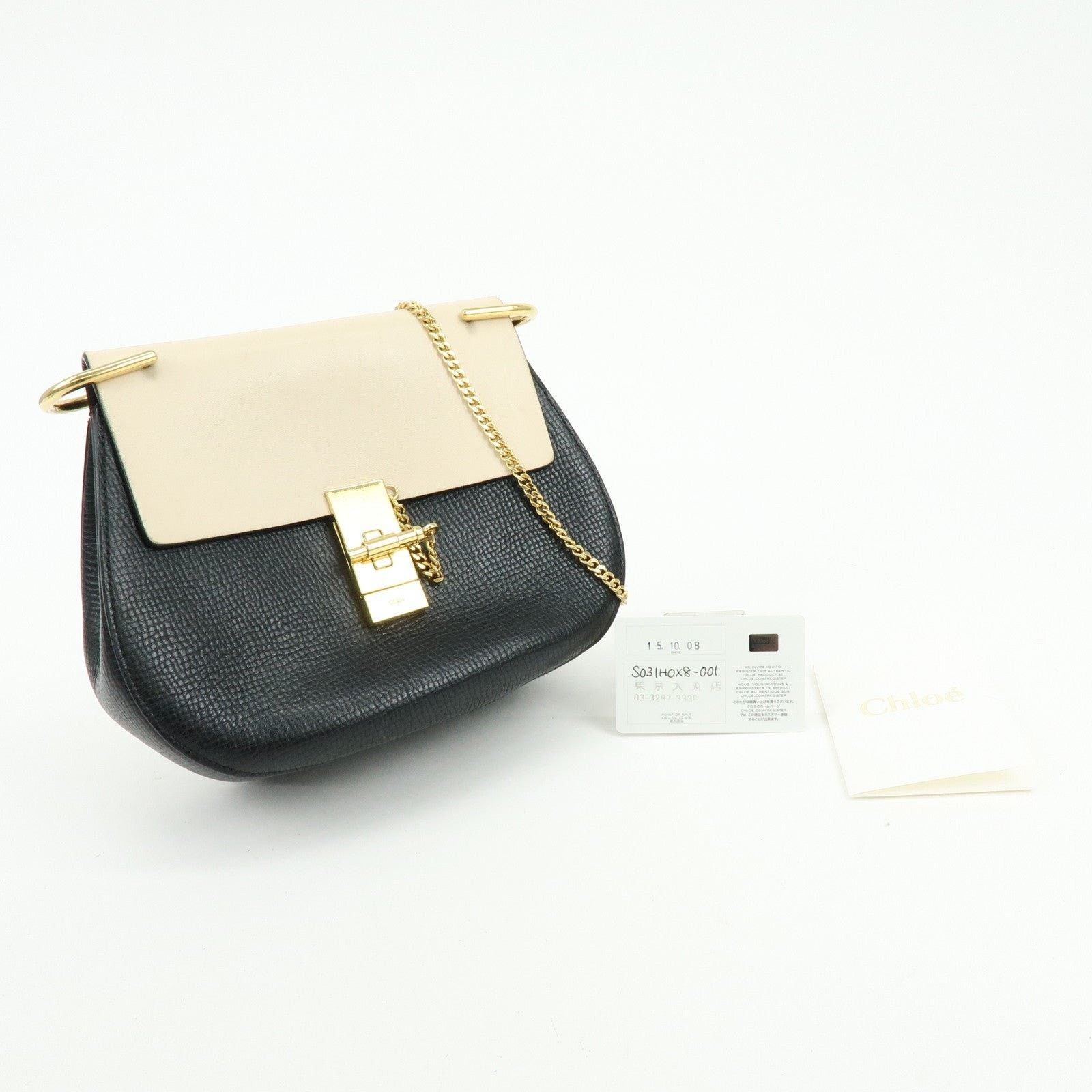 Chloe Chloe Drew Leather Shoulder Bag Black & Ivory Size ONE SIZE - 8 Thumbnail