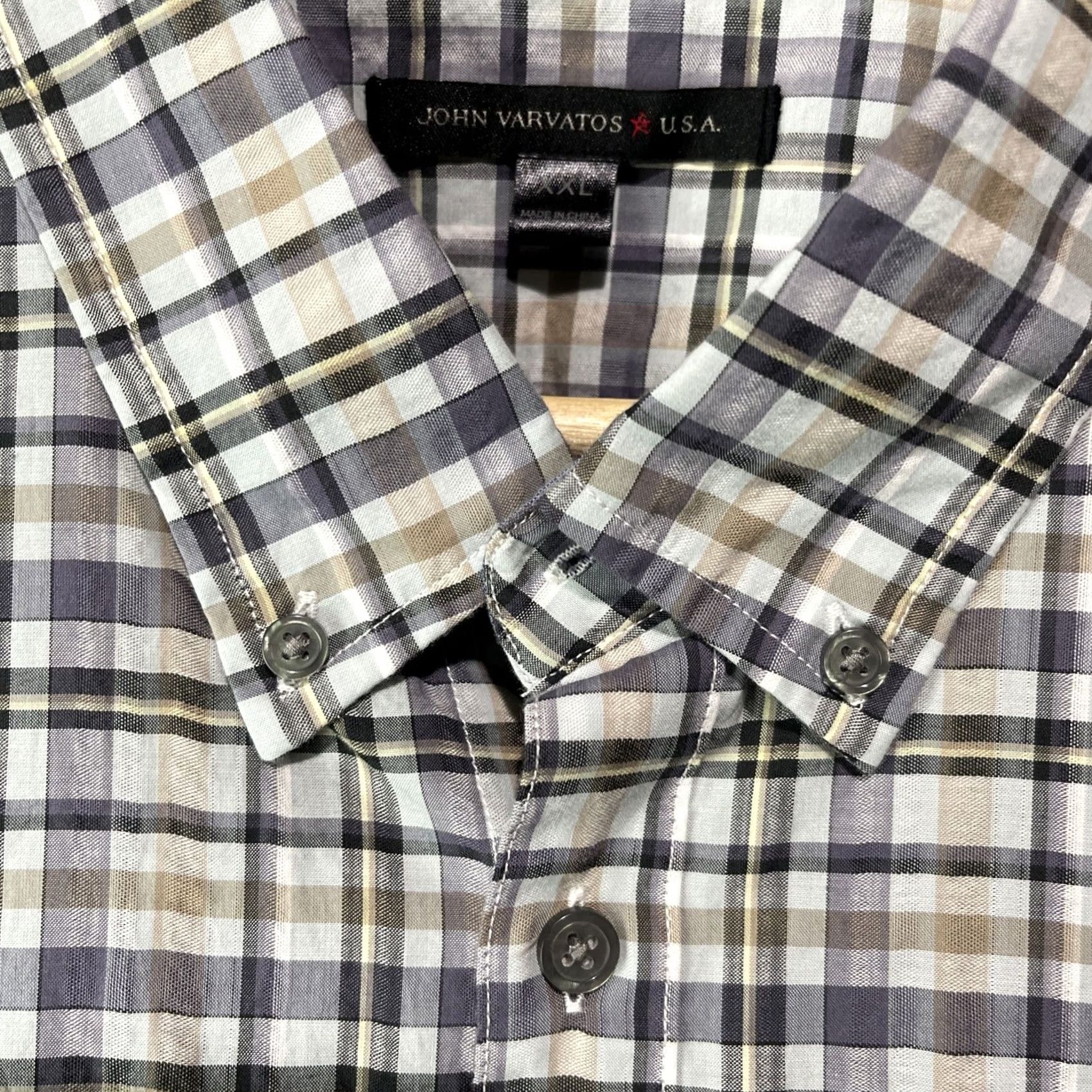 John Varvatos John Varvatos Shirt Mens 2XL XXL Purple Button Down Checked Long Sleeve Pocket Size US XXL / EU 58 / 5 - 3 Thumbnail