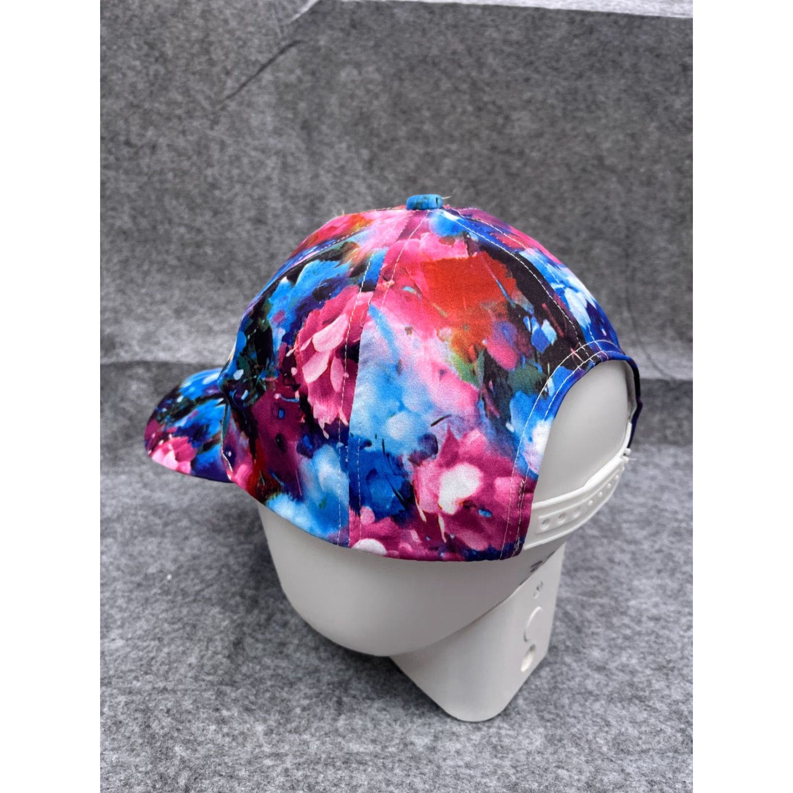 Vintage Hat Snap Back Womens One Size Blue Pink Floral 100% Polyester Outdoors Beach Cap Size ONE SIZE - 5 Thumbnail
