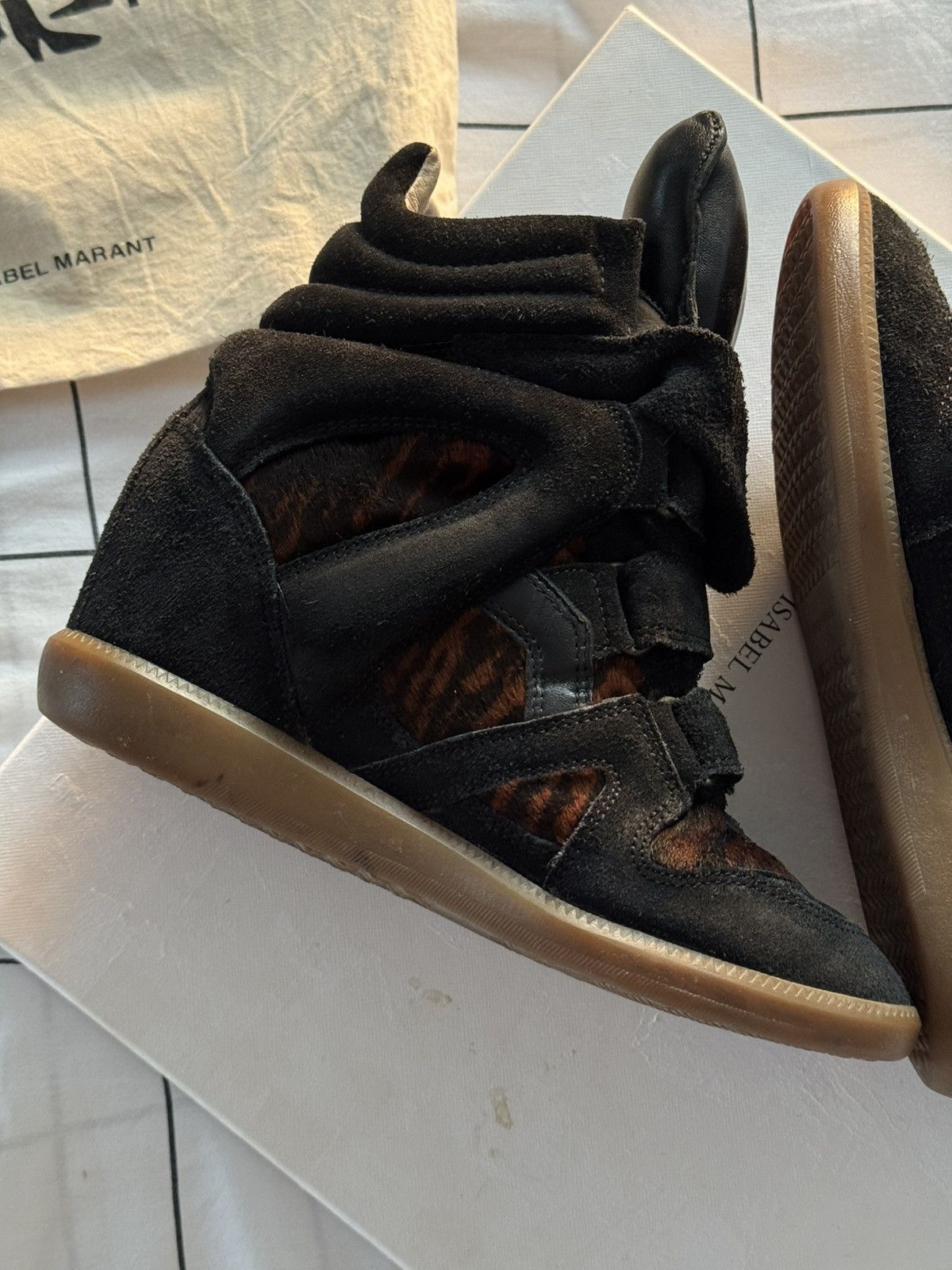 Isabel Marant Isabel Marant Bekett sneakers shoes Washed Black Suede Wedge Size US 7 / IT 37 - 17 Thumbnail