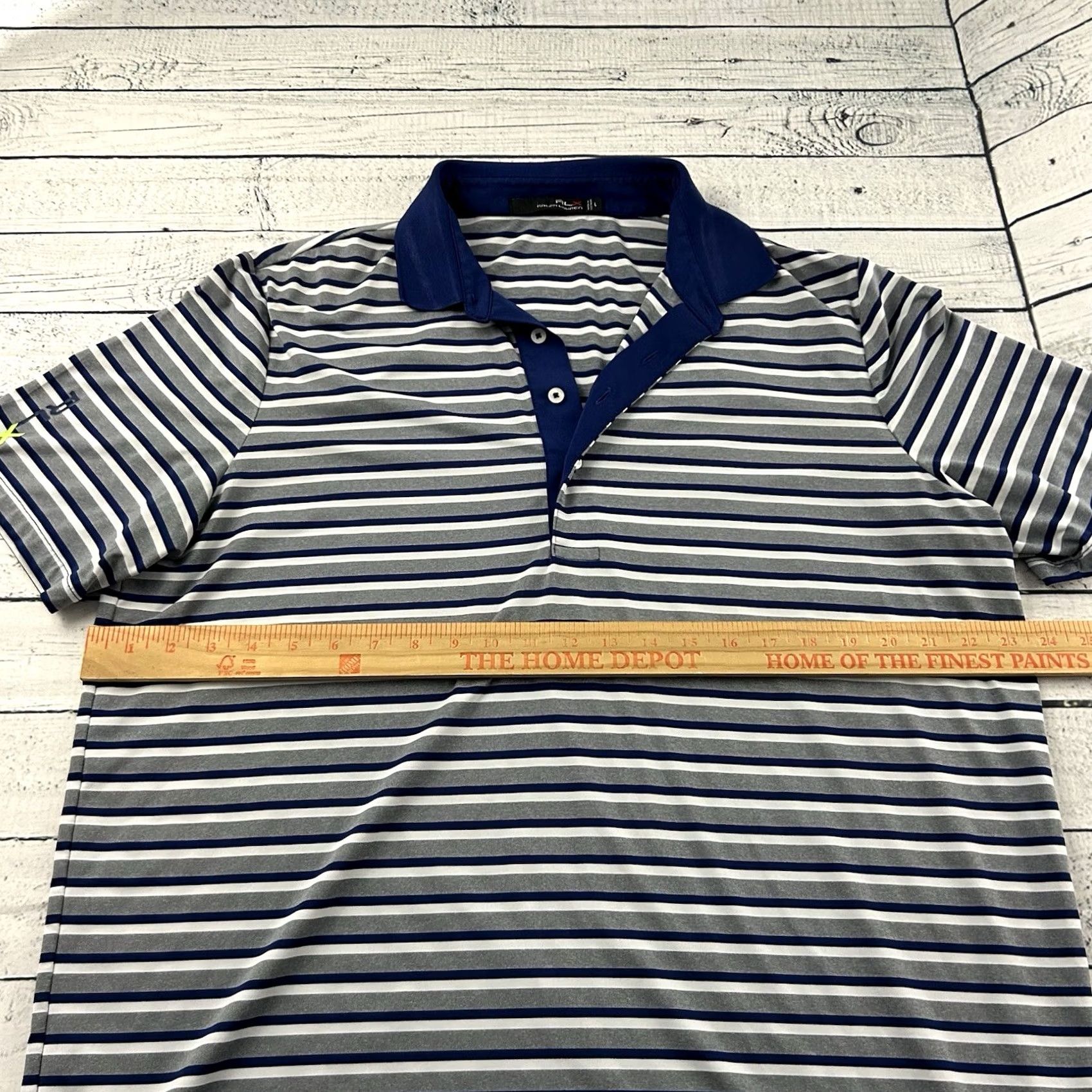 RLX Ralph Lauren RLX Ralph Lauren Short Sleeve Striped Golf Polo Shirt Mens L Blue Gray Size US L / EU 52-54 / 3 - 5 Thumbnail