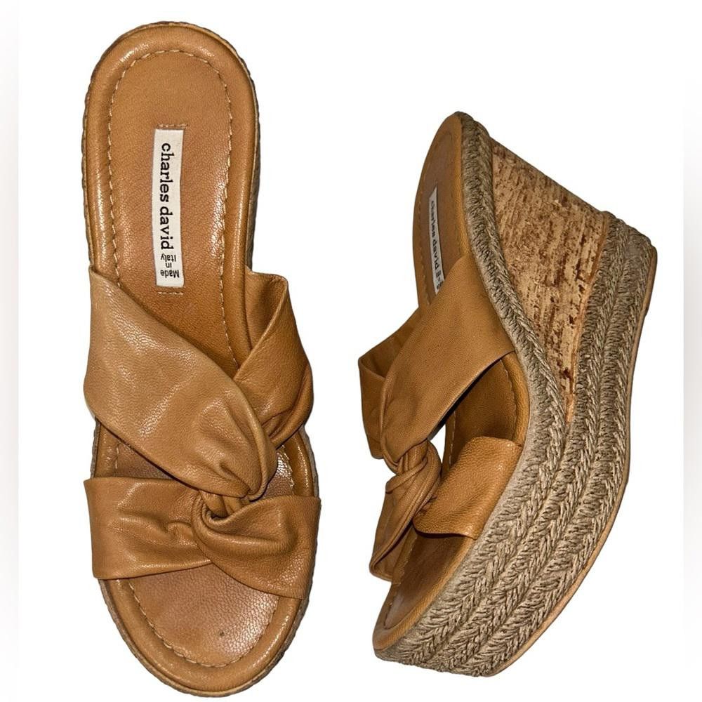 Designer Charles David l Tan Cork Hemp Platform Wedges 40/8.5 Size US 8.5 / IT 38.5 - 1 Thumbnail