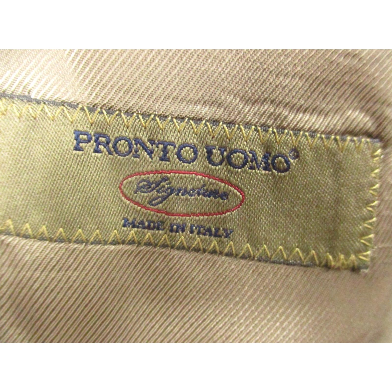Pronto Uomo VINTAGE Pronto Uomo Italian Wool Blazer Zignone 42 R Brown Double Vented Notch Blazer Mens 42 Brown Wool Tweed EUC Regular Vintage Size 42R - 3 Thumbnail