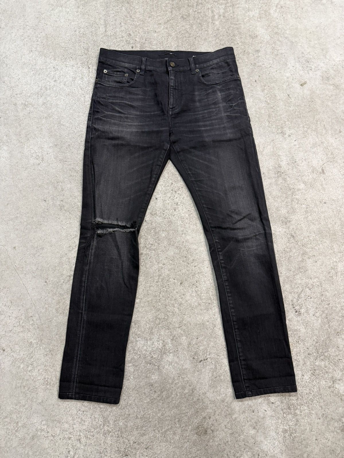 Hedi Slimane × Saint Laurent Paris 13FW D02 Black Chain Jeans Sz30