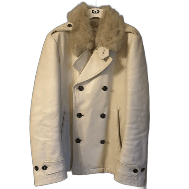 Yves Saint Laurent vintage double-breasted leather coat with fur collar Size US L / EU 52-54 / 3 - 1 Thumbnail