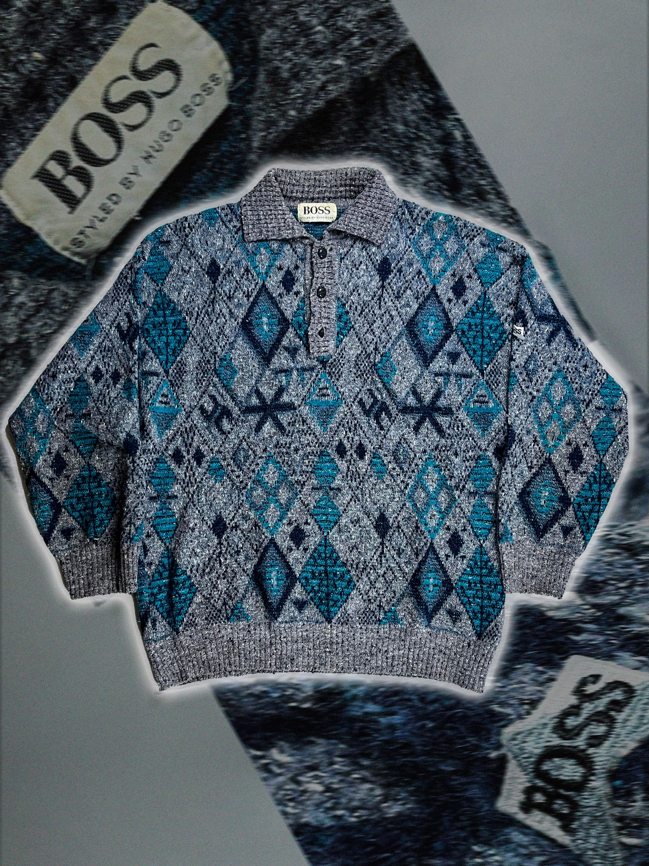 Hugo Boss × Vintage Rare Hugo Boss 90s Knited Sweater Size US L / EU 52-54 / 3 - 1 Thumbnail