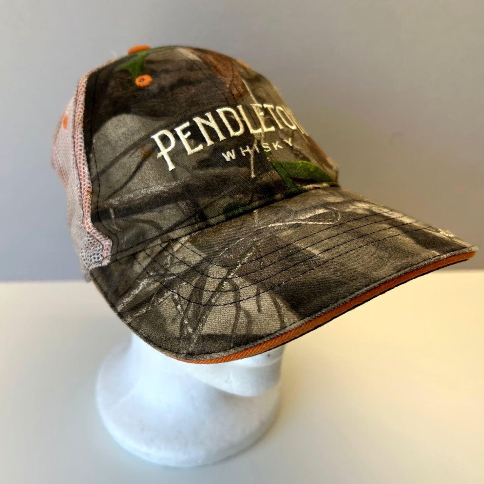 Pendleton VINTAGE Pendleton Whisky Trucker Hat Camouflage Orange Hunting Cowboy Size ONE SIZE - 2 Thumbnail