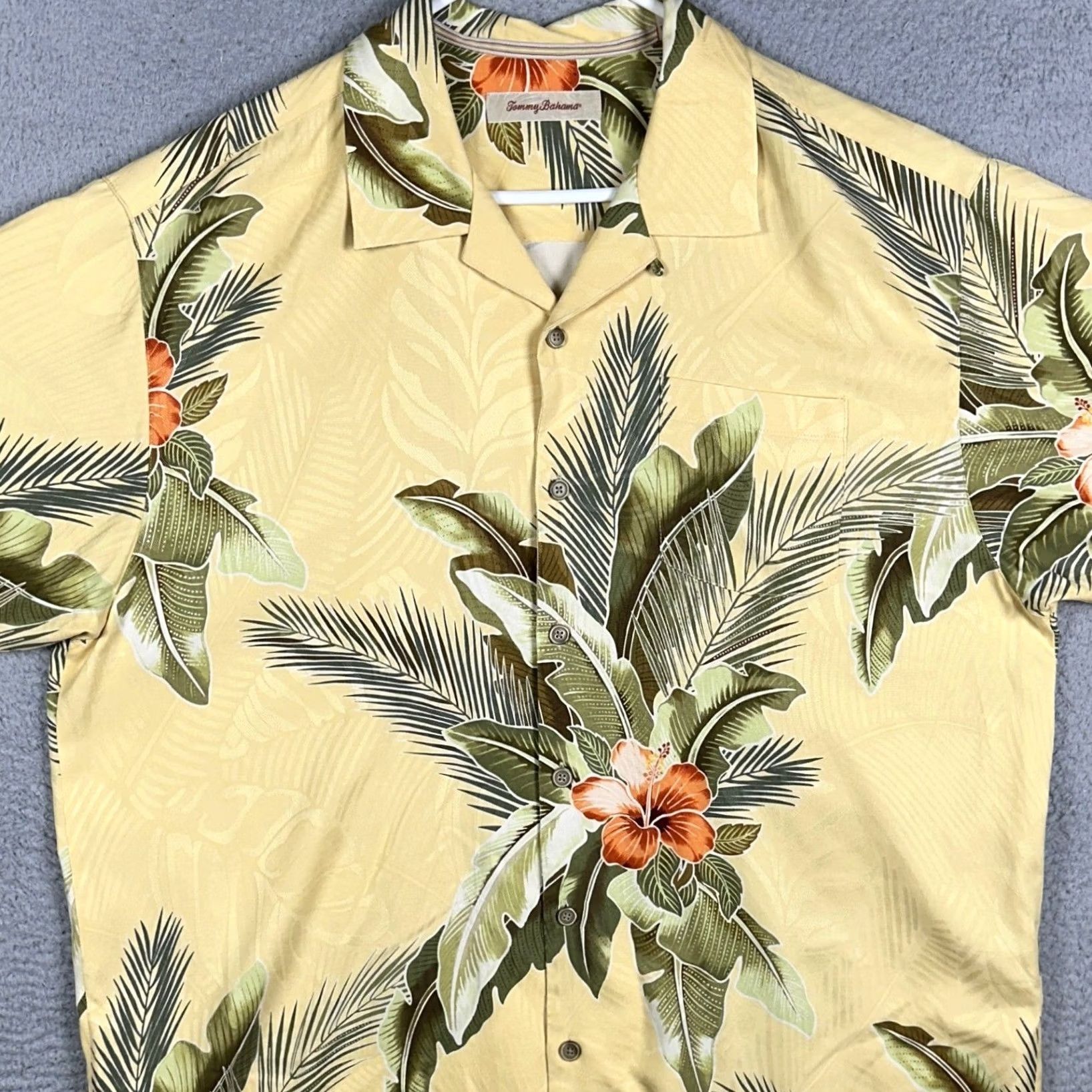 Tommy Bahama VINTAGE Tommy Bahama Shirt Mens XL Yellow Green Hawaiian Tropical Floral Palm Leaf Size US XL / EU 56 / 4 - 2 Thumbnail