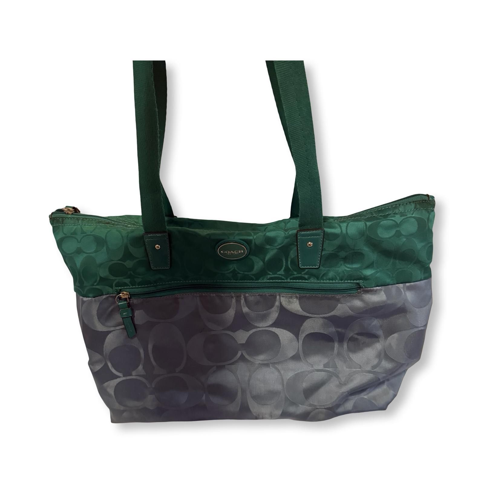 Coach Coach Signature Green and Gray Tote Bag with Matching Pouch Size ONE SIZE - 3 Thumbnail
