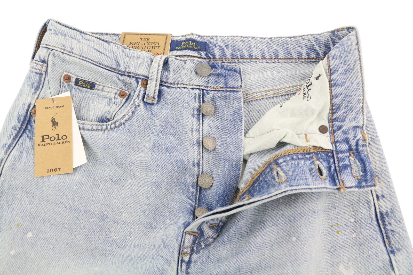 Polo Ralph Lauren W26 Relaxed Crop Distress Painted Blue Jeans 84702 Size 26" / US 2 / IT 38 - 4 Thumbnail