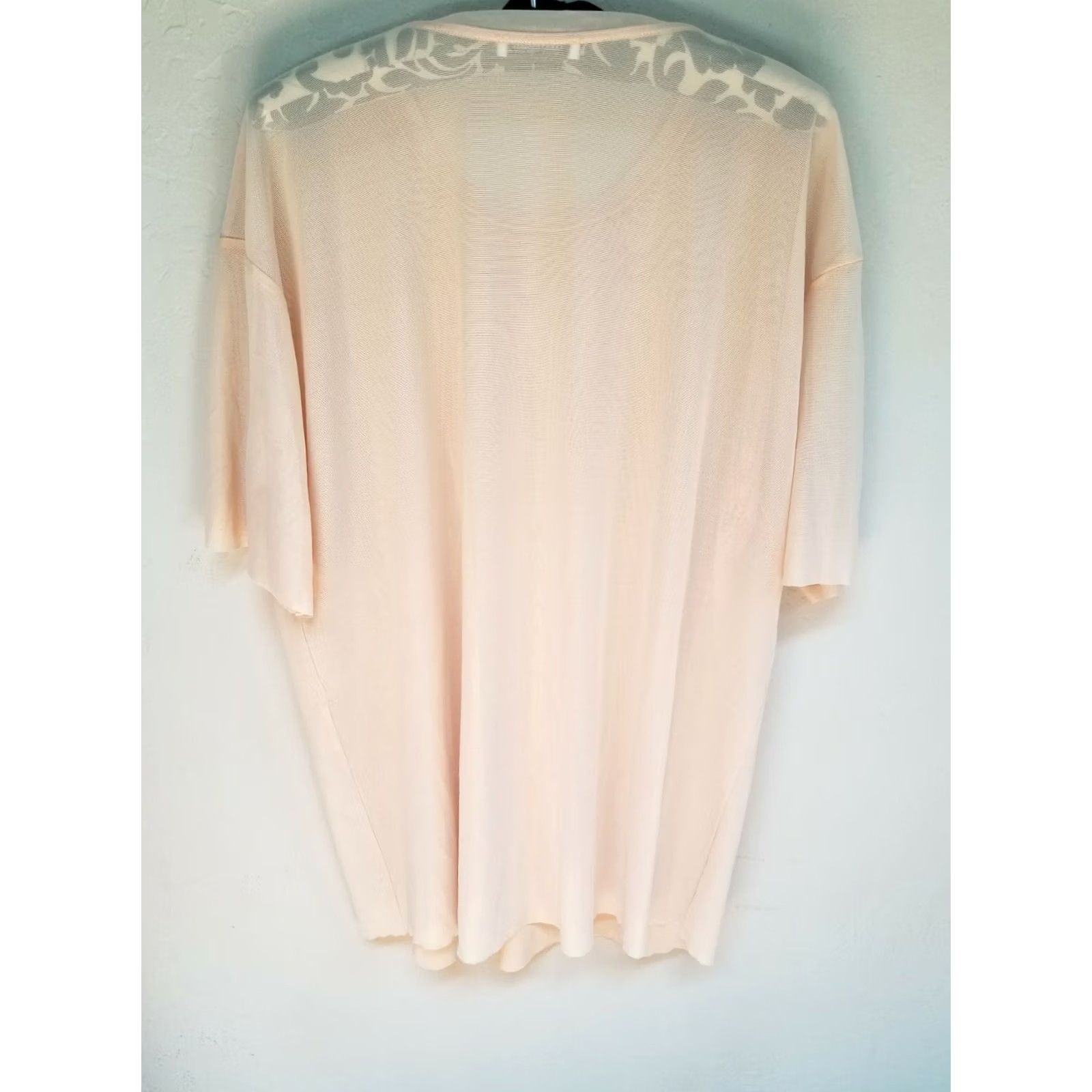 Zara Zara Trafaluc Womens Sheer Tee Top Large Peach Crew Neck Short Sleeve Casual Size L / US 10 / IT 46 - 2 Thumbnail