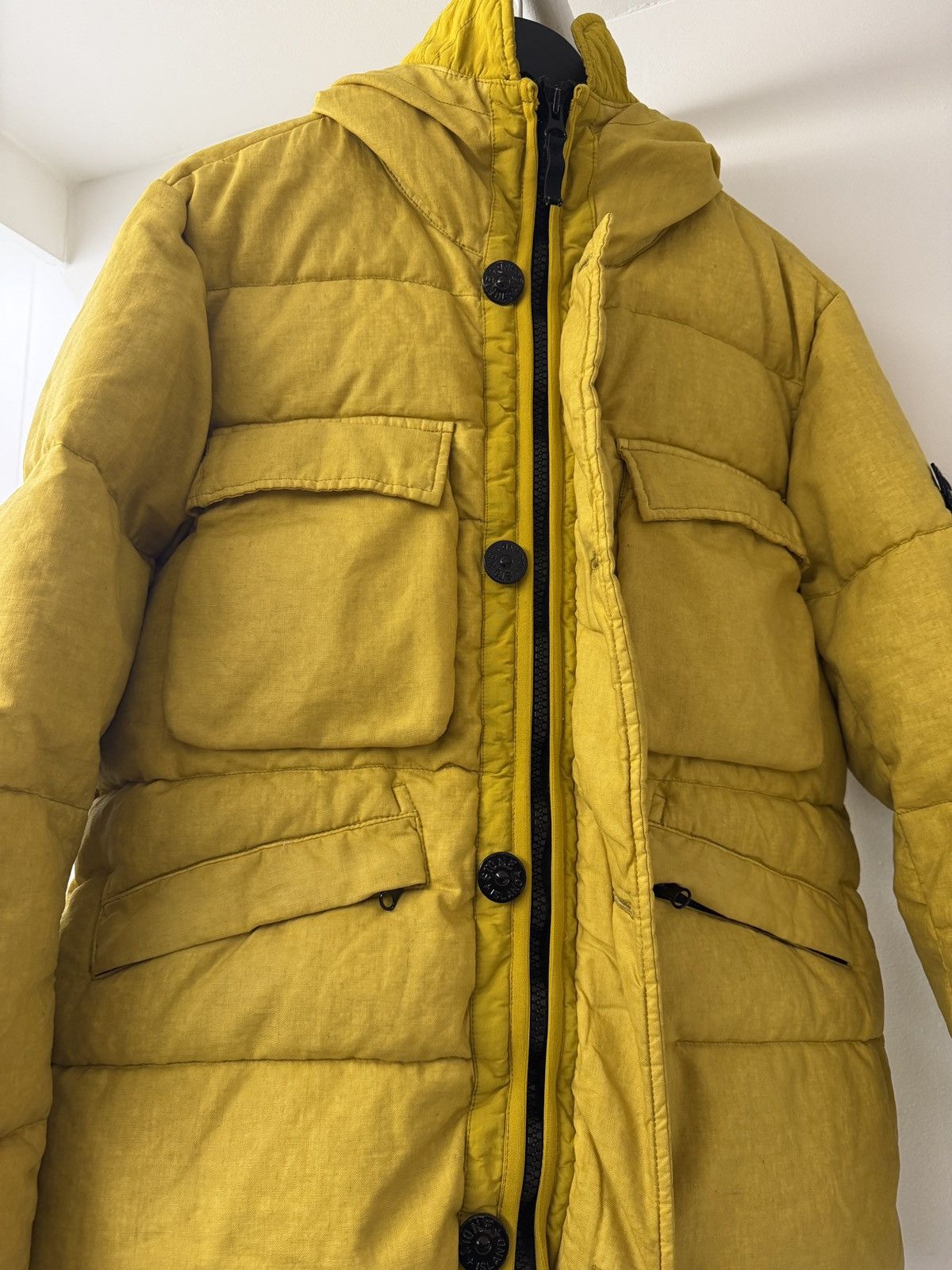 Stone Island Stone Island 2018 Yellow Lino Resinato Down-TC Puffer Jacket Size US M / EU 48-50 / 2 - 5 Thumbnail