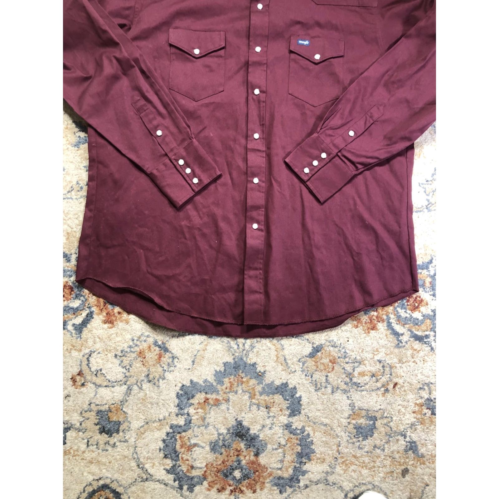 Wrangler Wrangler Shirt Mens 2XL Red Solid Western Pearl Snap Long Sleeve Casual Size US XXL / EU 58 / 5 - 5 Thumbnail