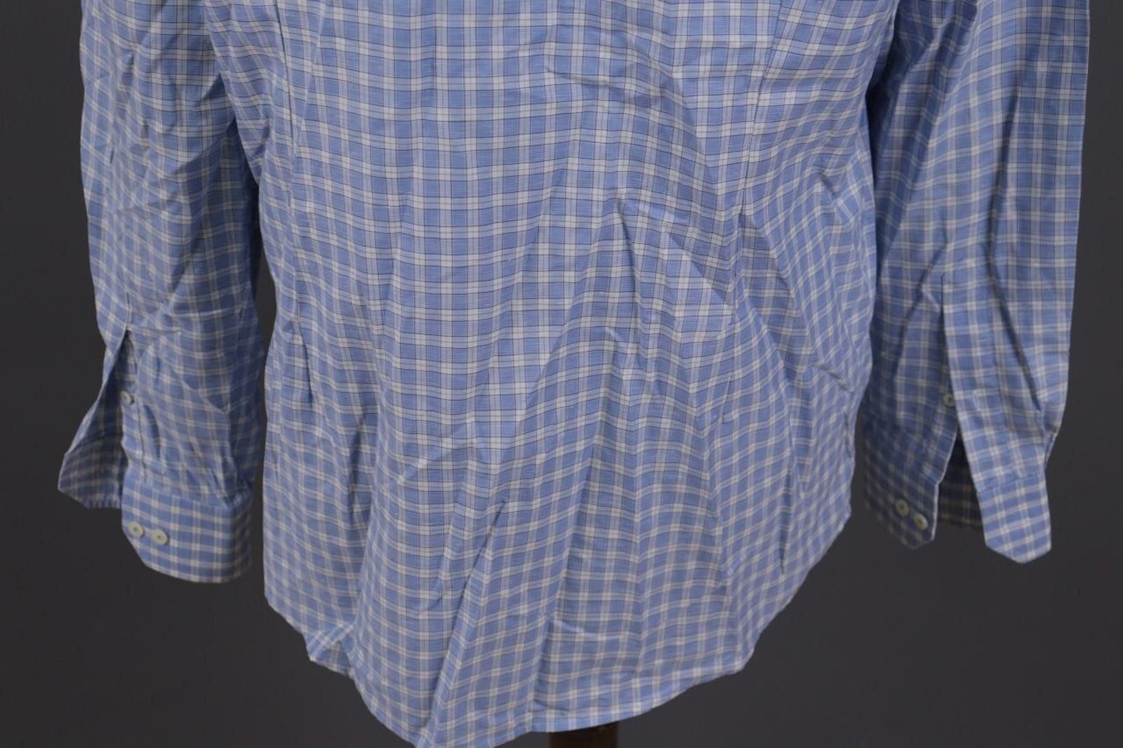 Eton Eton Contemporary Blue Check Cotton & Linen Shirt 43/17 Size US M / EU 48-50 / 2 - 10 Thumbnail