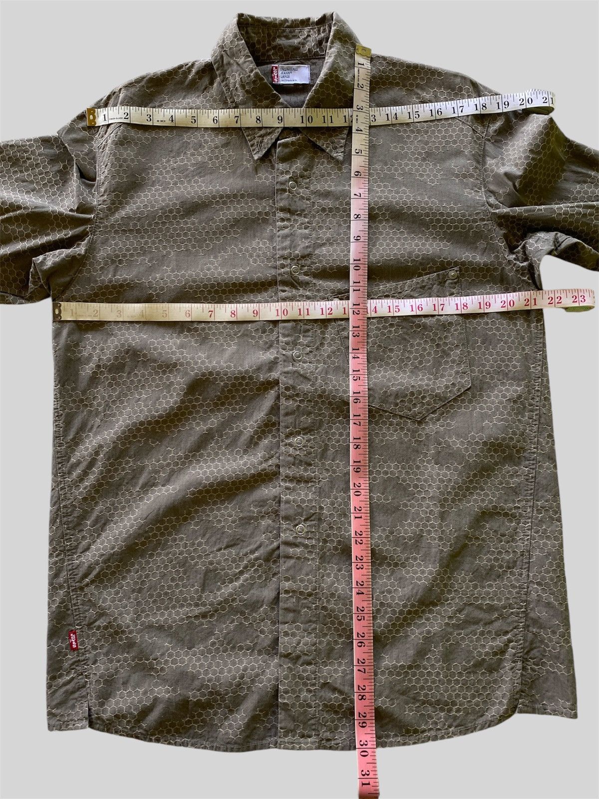 Levi's × Levi's Vintage Clothing RARE❗️Vintage 00s LEJ Honeycomb Camo Design Shirt Size US L / EU 52-54 / 3 - 6 Thumbnail