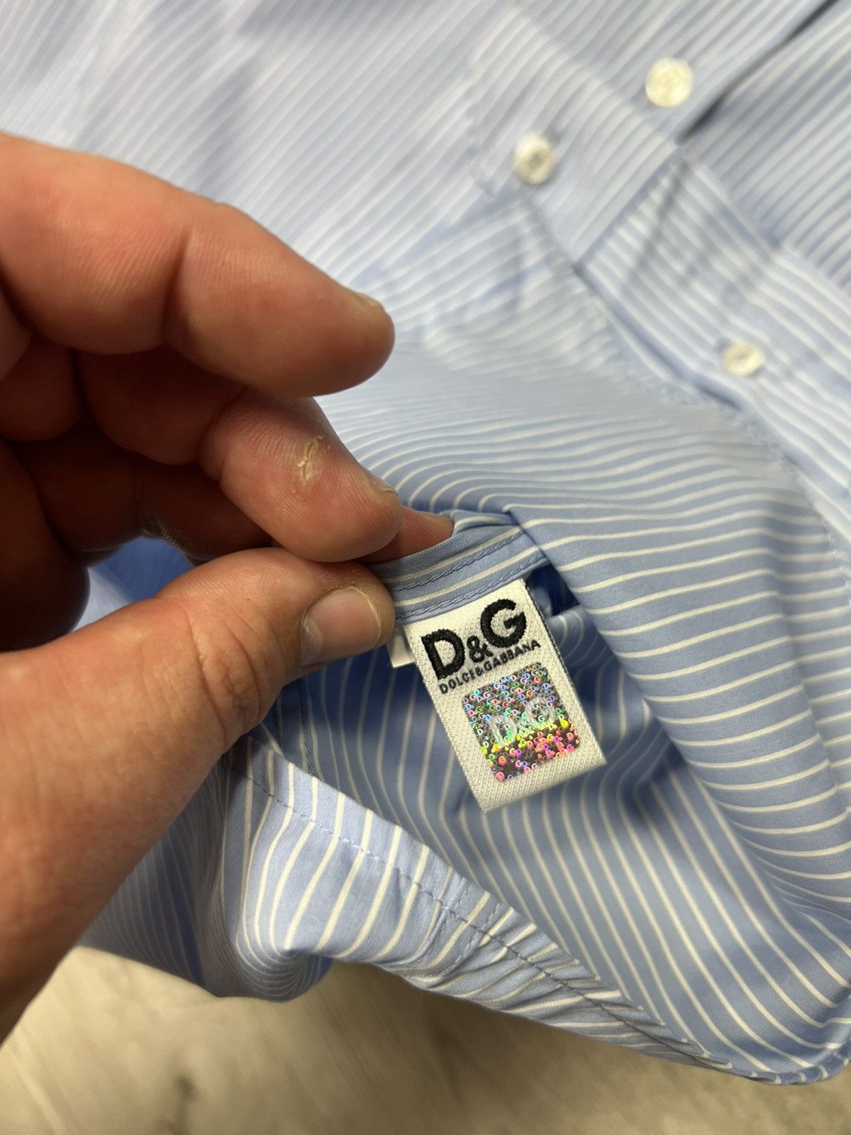 Dolce & Gabbana × Vintage Dolce & Gabbana George Striped Button Up Shirt D&G Logo Size US L / EU 52-54 / 3 - 15 Thumbnail