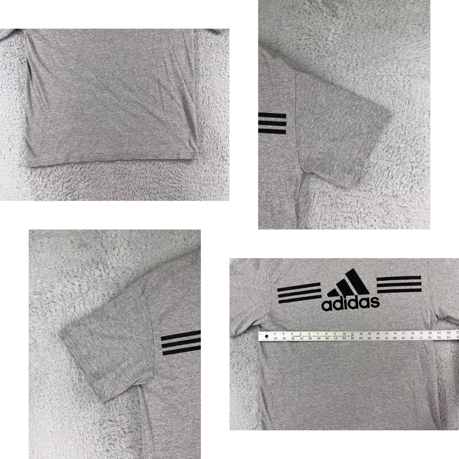 Adidas Adidas Shirt Men M Gray Spellout Logo Three Stripes Short Sleeve Crew Neck - T-Shirt, Cotton Blend, Jersey, Regular Fit Size US M / EU 48-50 / 2 - 8 Thumbnail