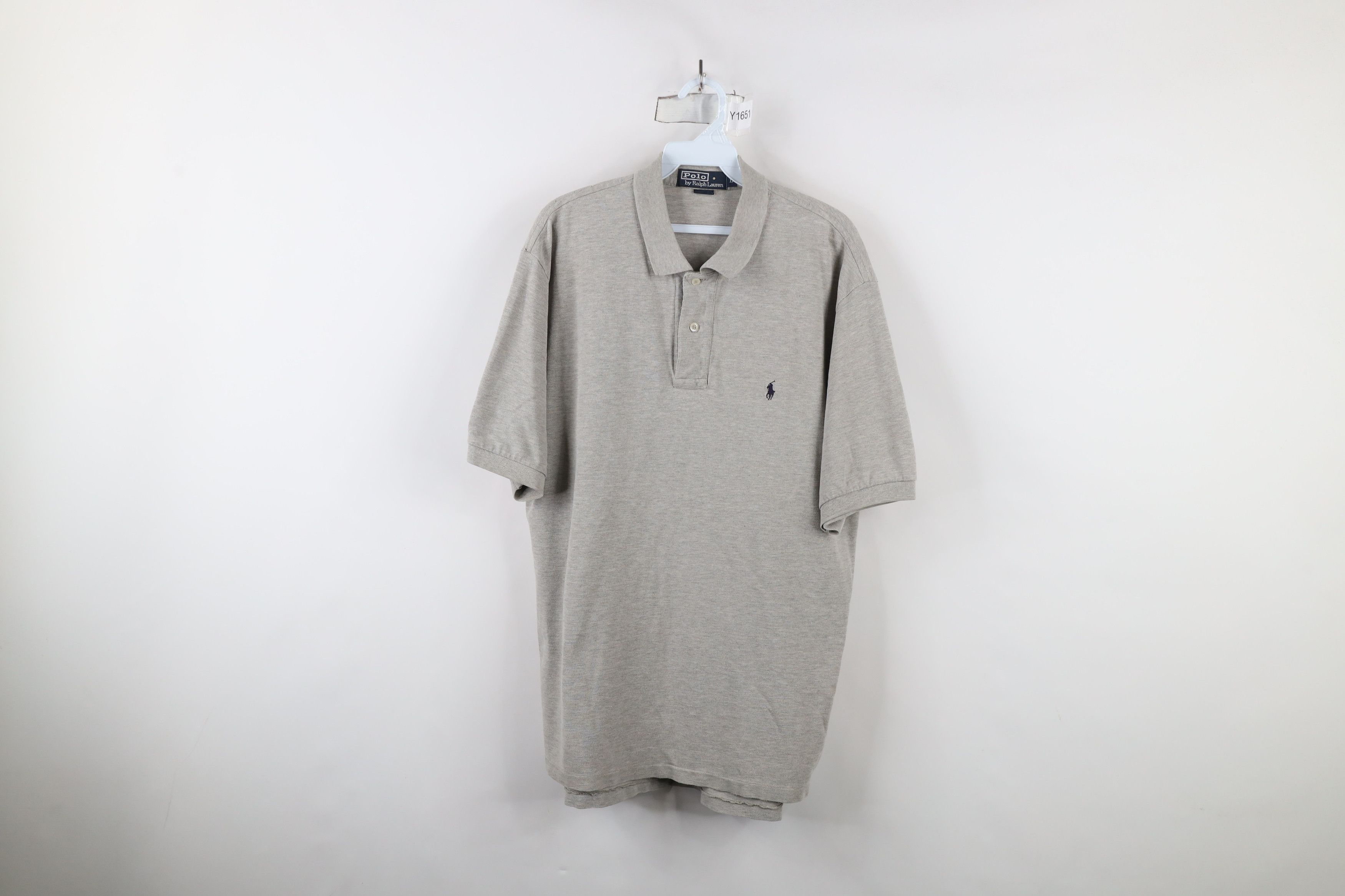 Ralph Lauren × Vintage Vintage 90s Ralph Lauren Pique Cotton Polo Shirt Gray Size US L / EU 52-54 / 3 - 1 Thumbnail