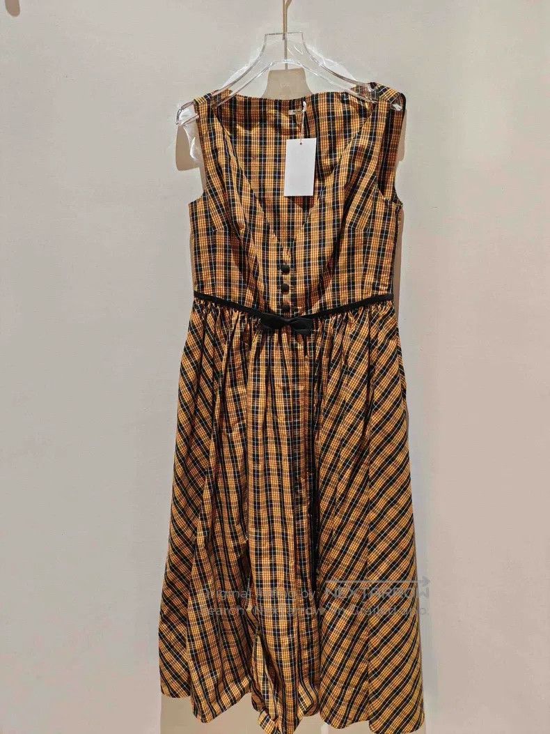 Miu Miu Miu Miu 42 Yellow plaid sleeveless dress Size L / US 10 / IT 46 - 1 Thumbnail