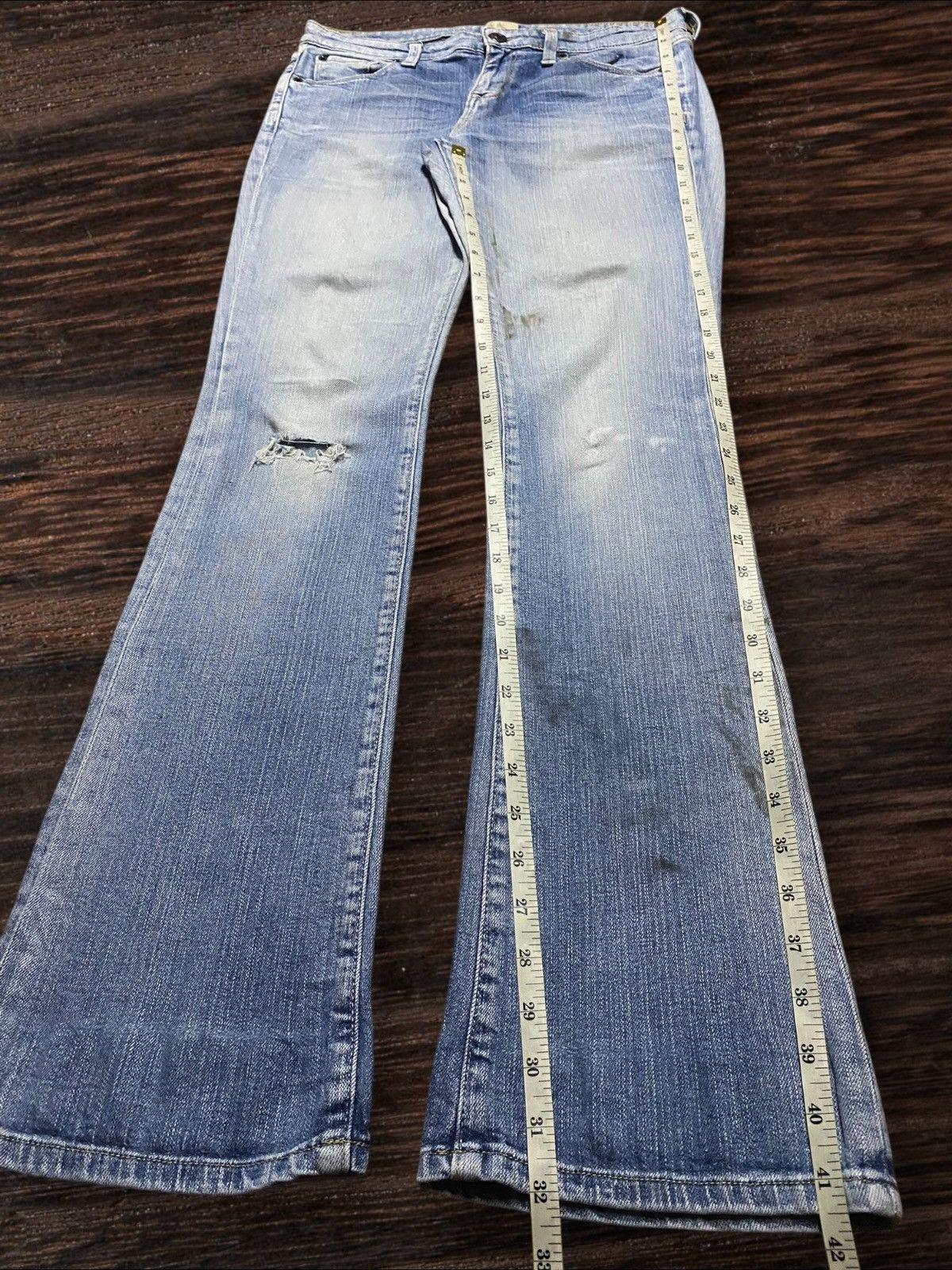 Dapper Dan × Gap Vintage Gap DenimFaded Wash Distressed Slim Bootcut Jeans Size US 30 / EU 46 - 14 Thumbnail