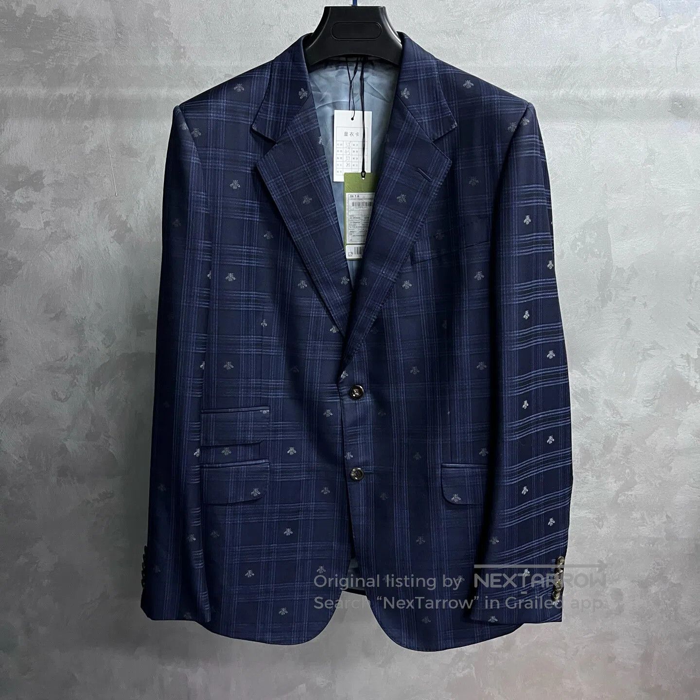 Gucci Guicci size 56 Blue bee-print wool blazer| Size 54R - 1 Thumbnail