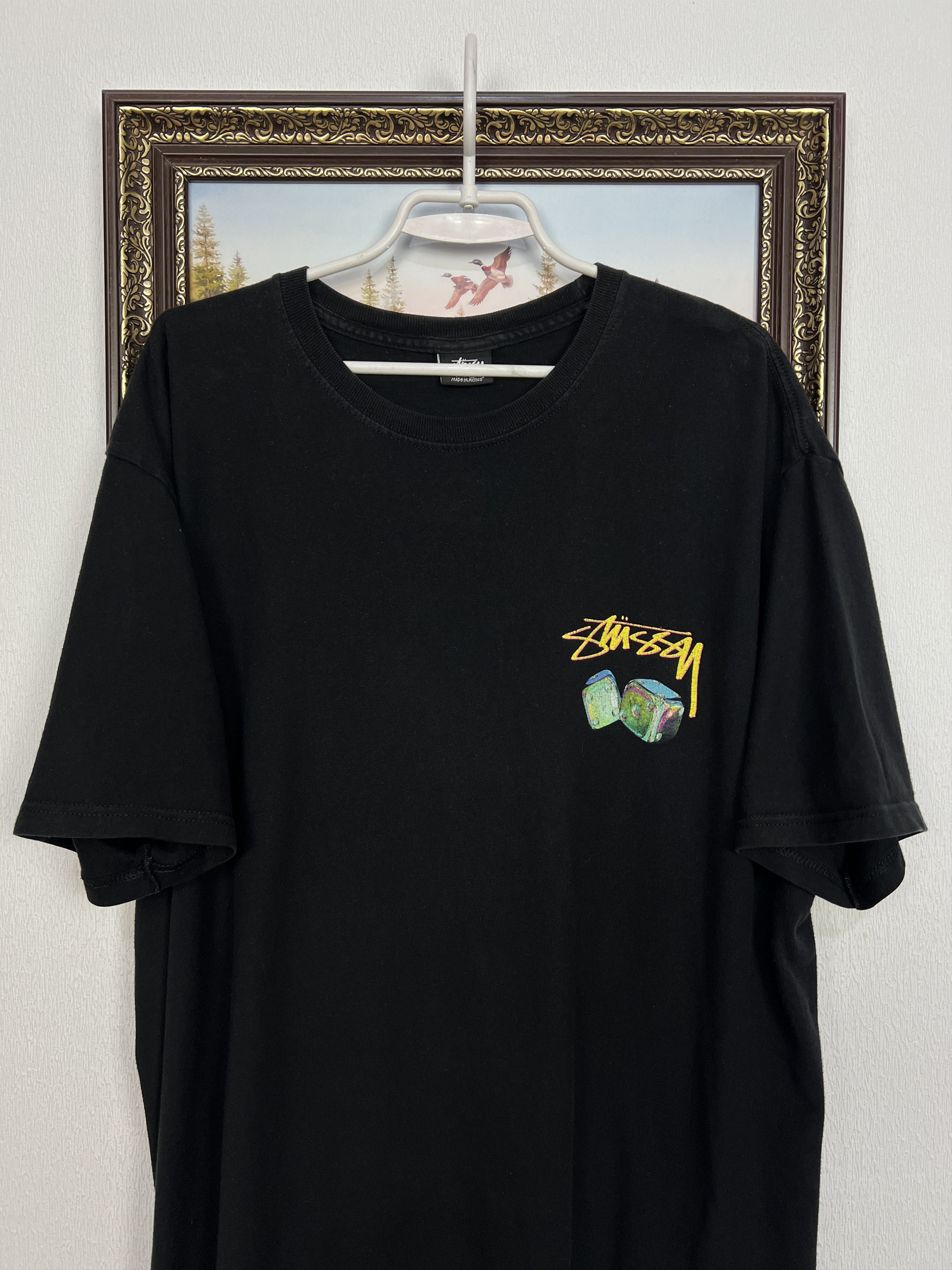 Vintage Vintage Stussy Iridescent Dice Tee Over Print Big Logo Shirt Size US XL / EU 56 / 4 - 4 Thumbnail