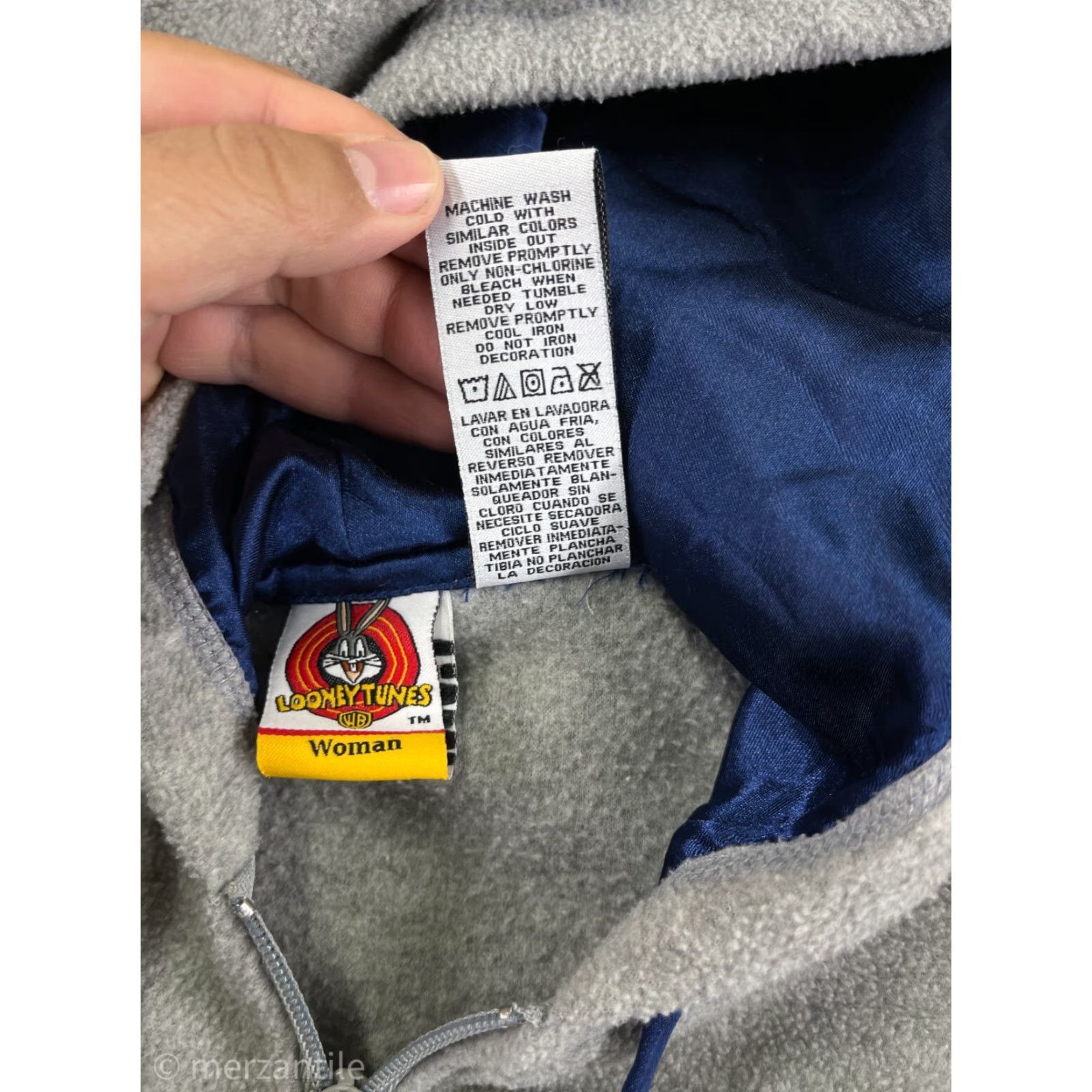 Vintage Tweety Bird Sweater Womens Hoodie 1X Gray Embroidered Feisty Polyester Fleece Size XL / US 12-14 / IT 48-50 - 6 Thumbnail