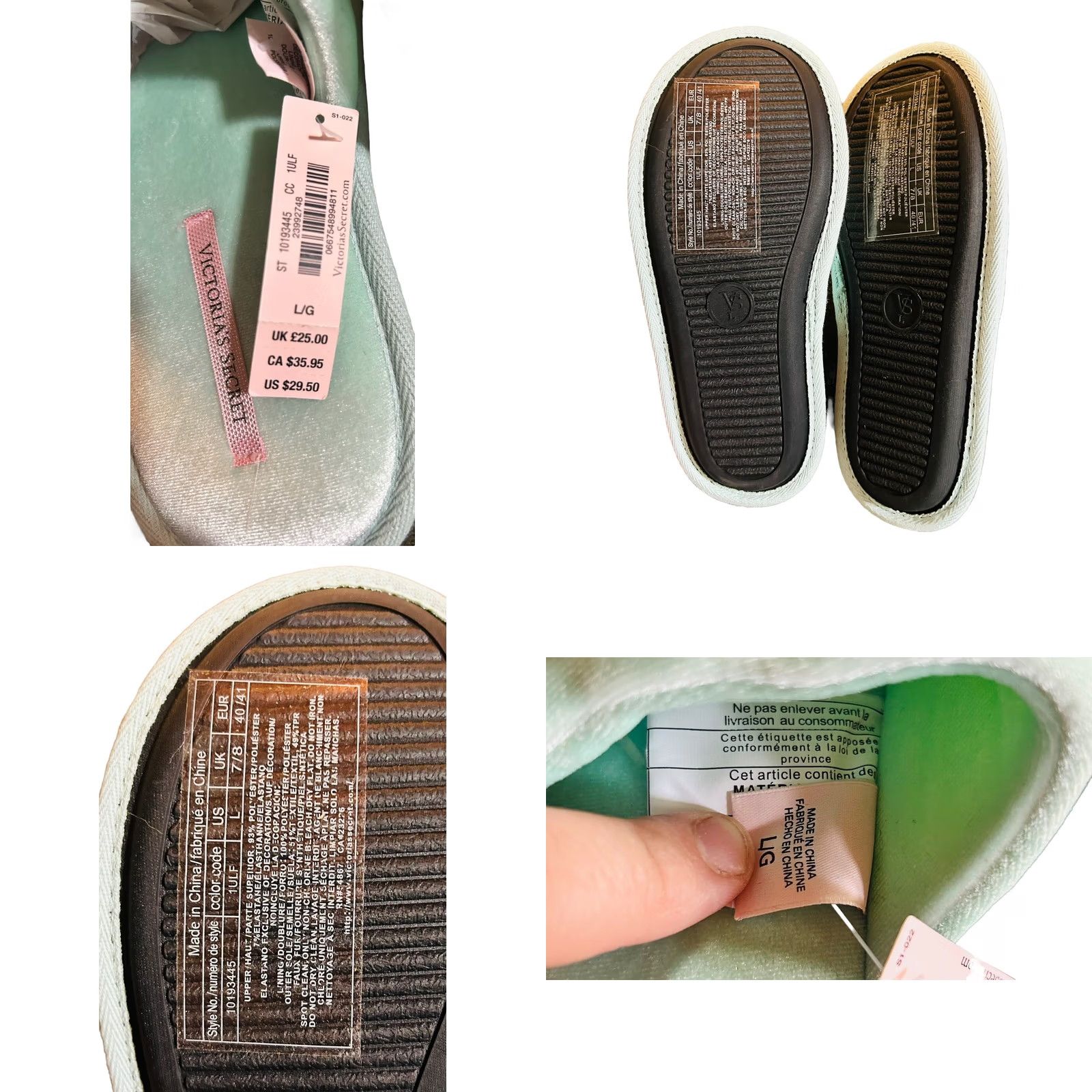 Victoria's Secret Victoria's Secret Slippers Mint Green Women LG 9/10 Gray Faux Fur Pom-Pom NWT Slippers Womens Size ONE SIZE - 10 Thumbnail